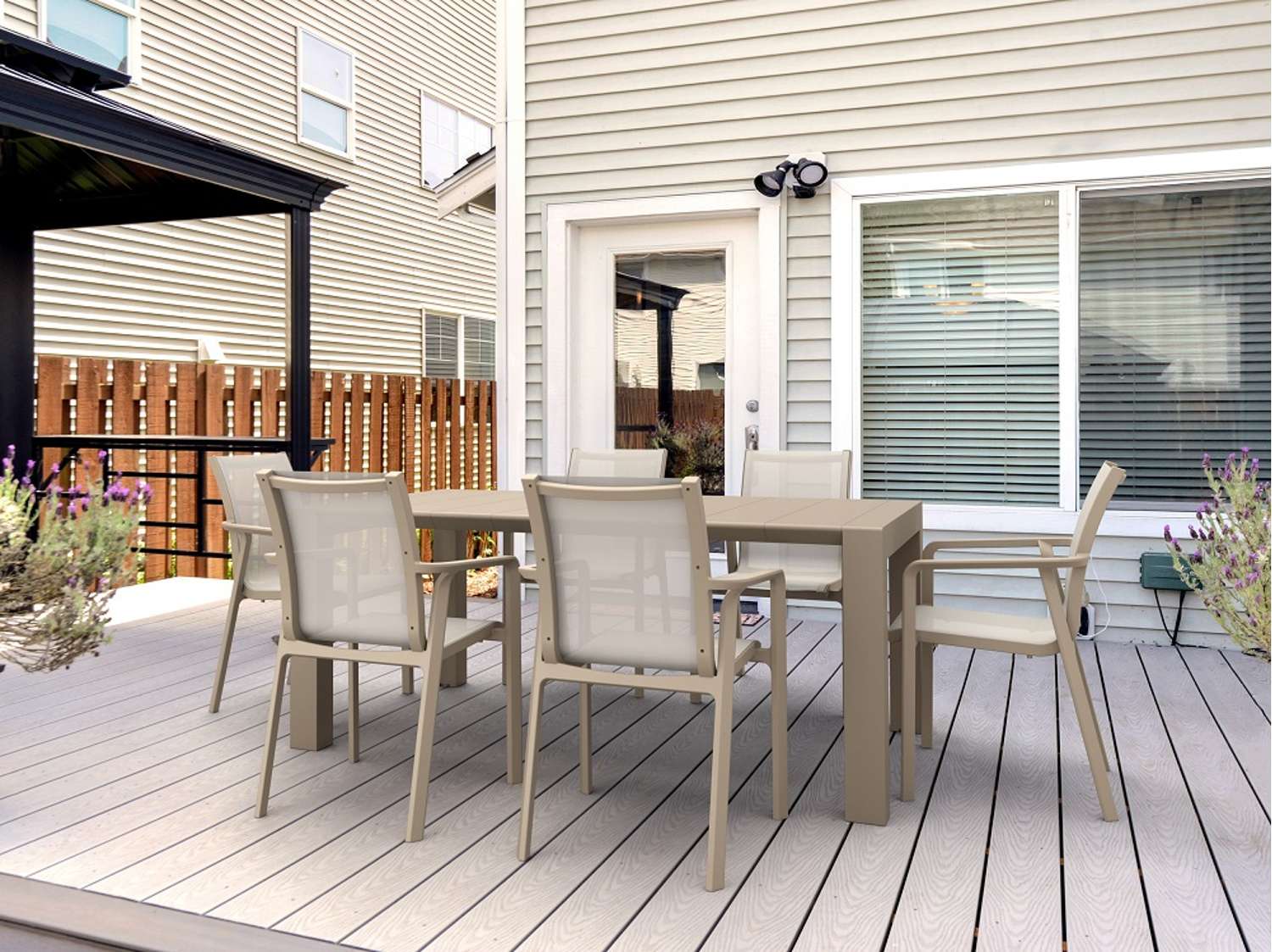 Siesta Outdoor 7 Piece Setting with Extendable Table Taupe | Office Furniture Designs