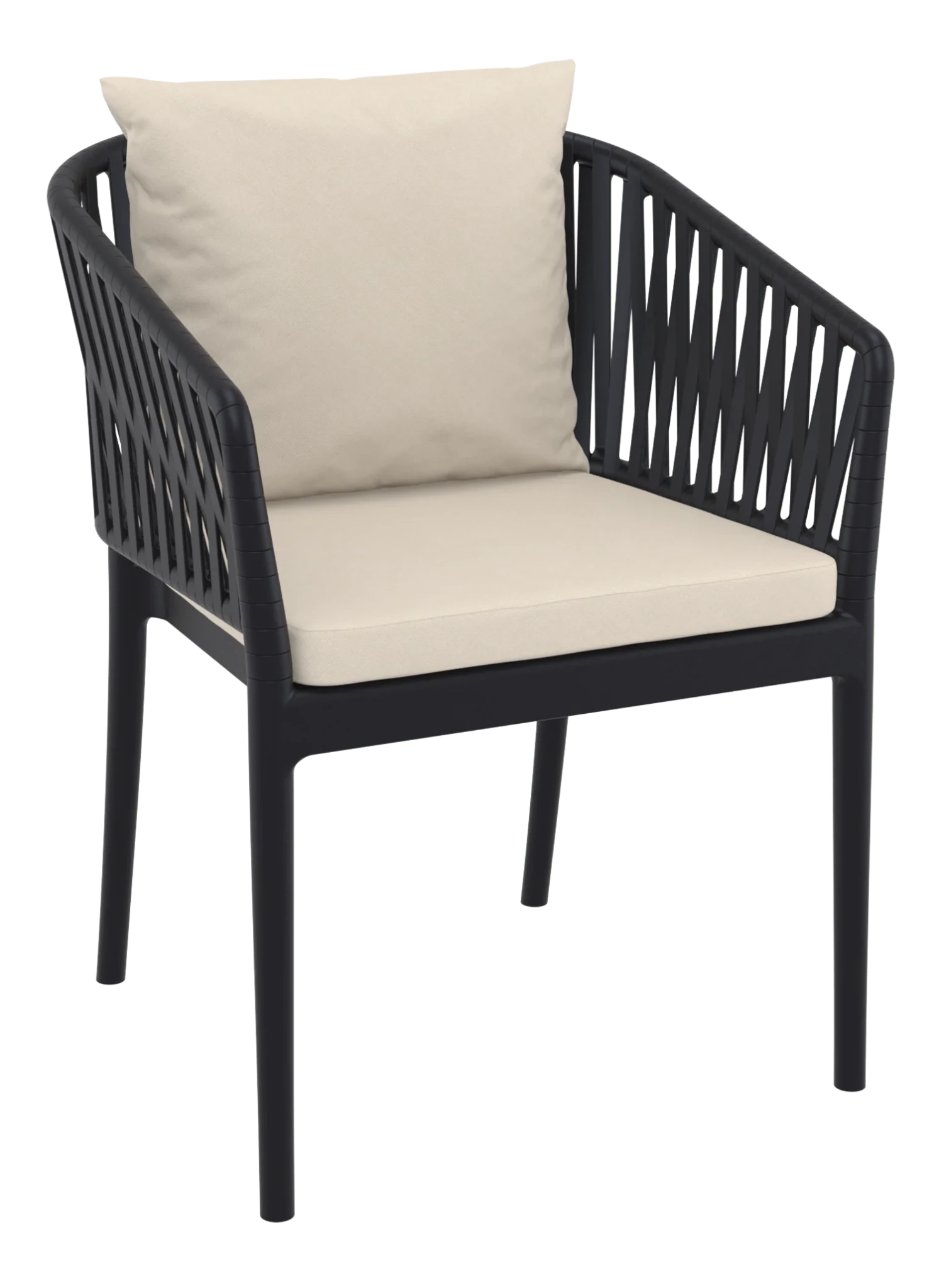 Siesta Portofino Armchair Black Beige Cushions | Office Furniture Designs