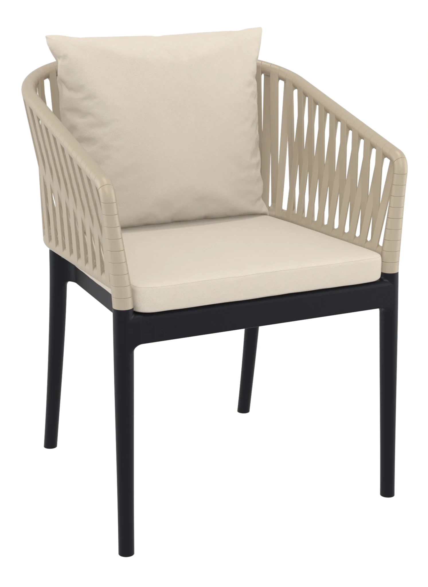 Siesta Portofino Armchair Black & Taupe Beige Cushions | Office Furniture Designs