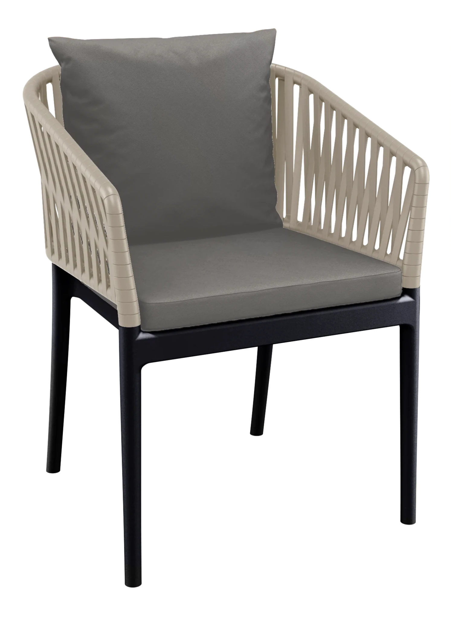 Siesta Portofino Armchair Black & Taupe Dark Grey Cushions | Office Furniture Designs