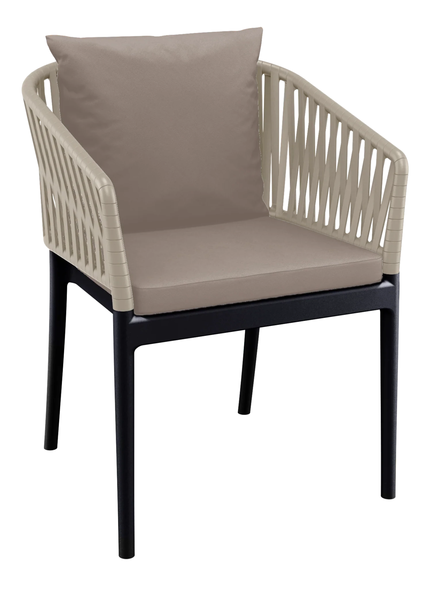 Siesta Portofino Armchair Black & Taupe Light Brown Cushions | Office Furniture Designs