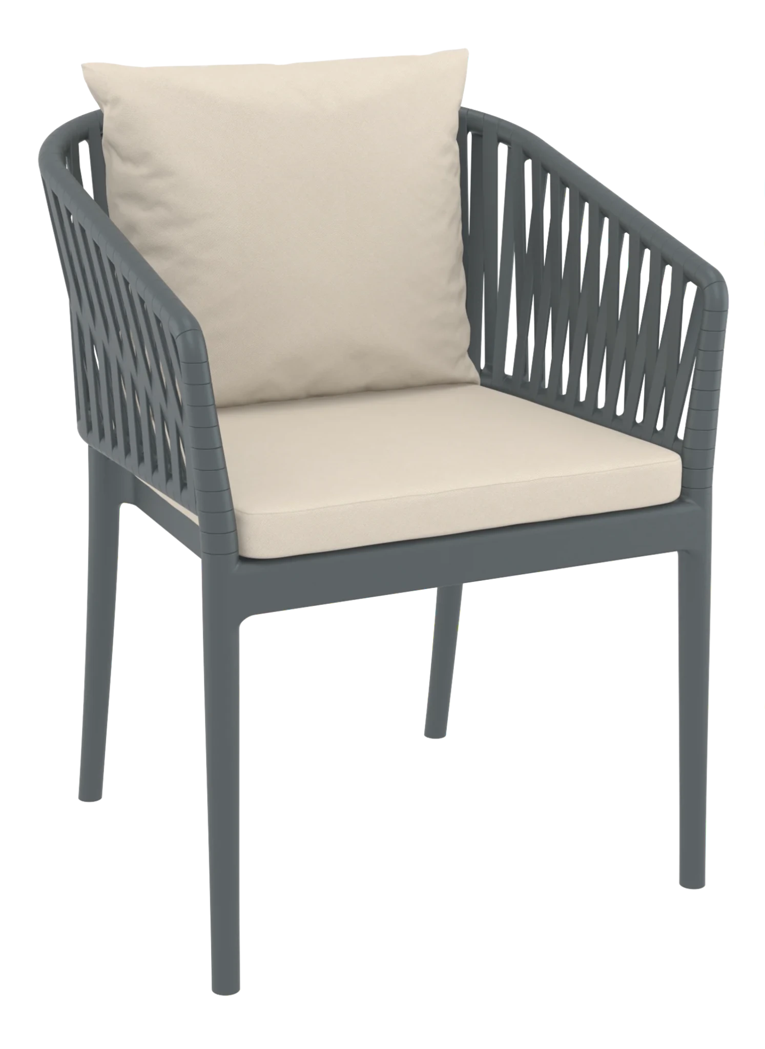 Siesta Portofino Armchair Dark Grey Beige Cushions | Office Furniture Designs