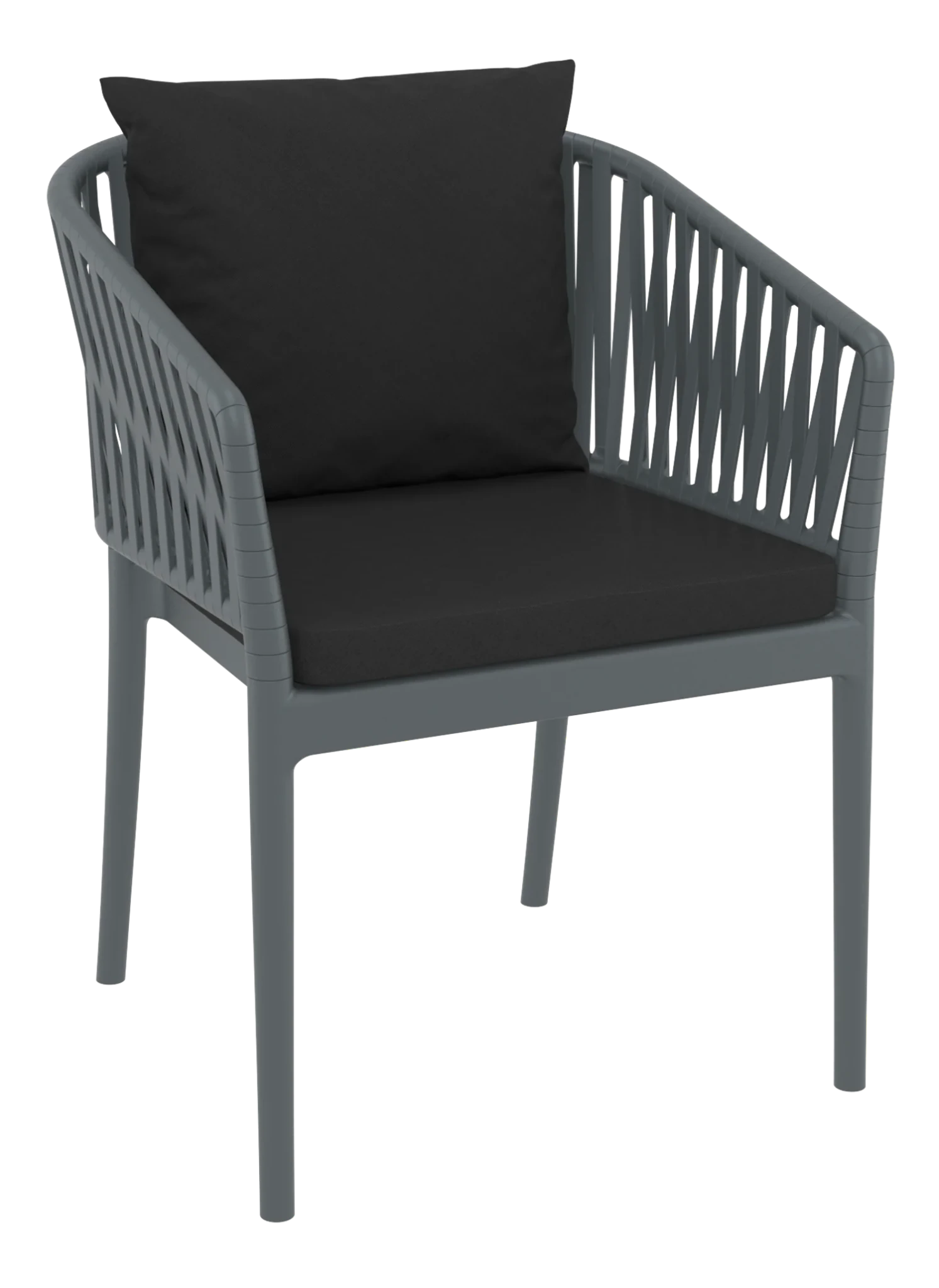 Siesta Portofino Armchair Dark Grey Black Cushions | Office Furniture Designs