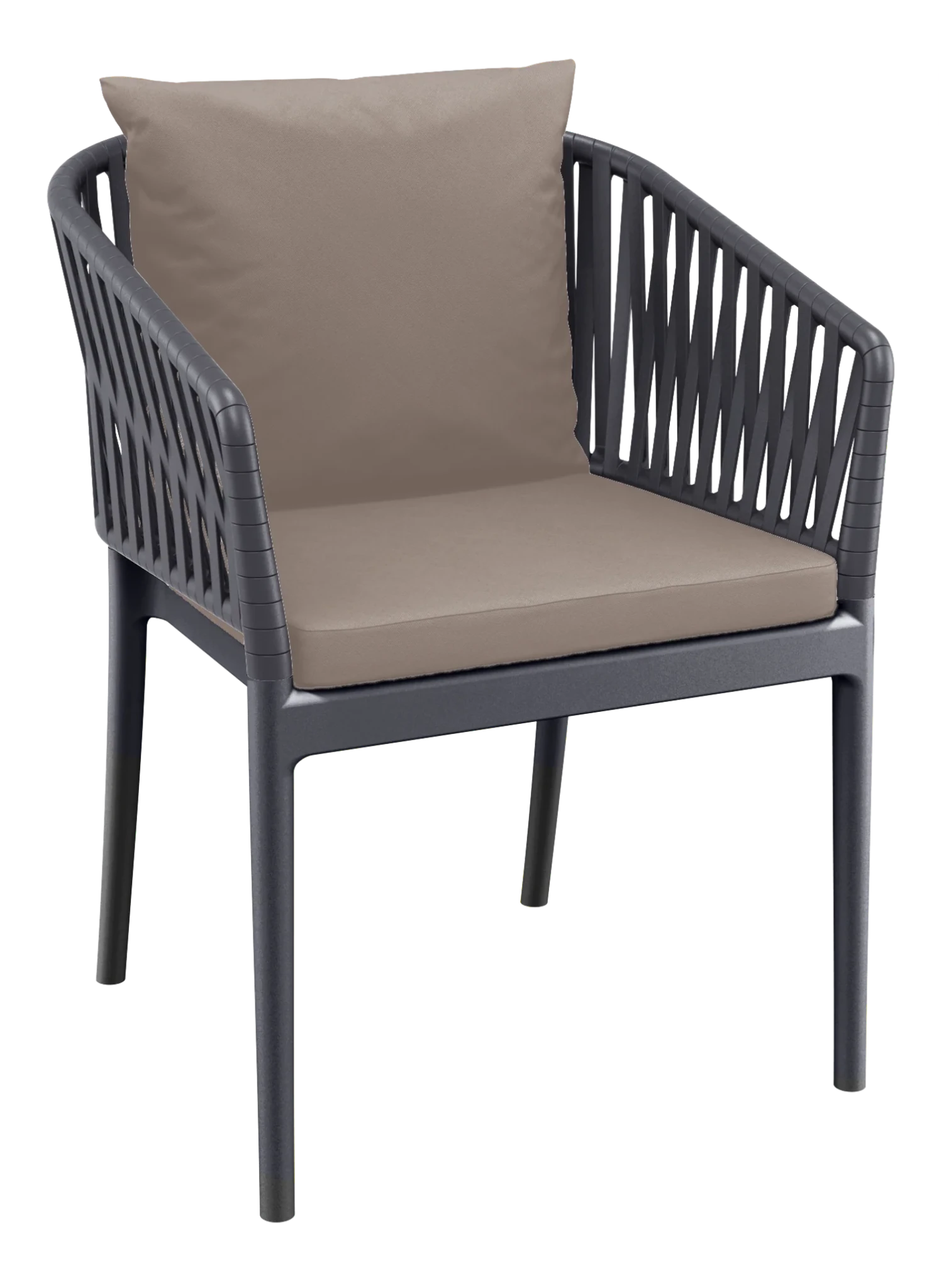 Siesta Portofino Armchair Dark Grey Light Brown Cushions | Office Furniture Designs