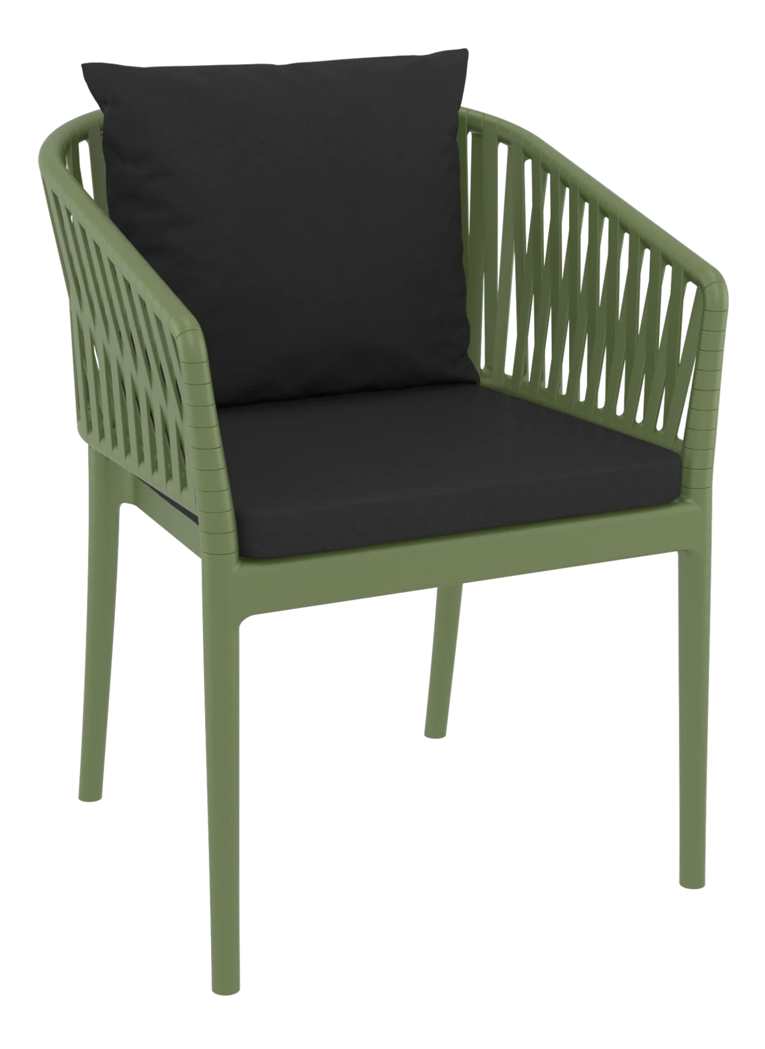 Siesta Portofino Armchair Olive Black Cushions | Office Furniture Designs