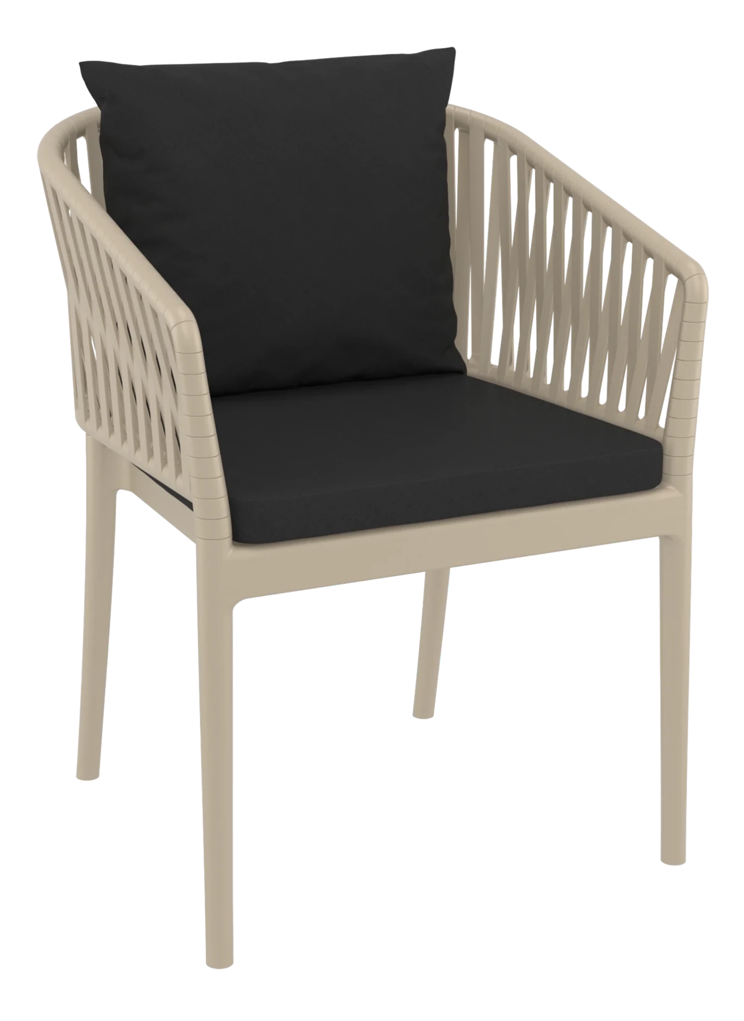 Siesta Portofino Armchair Taupe Black Cushions | Office Furniture Designs