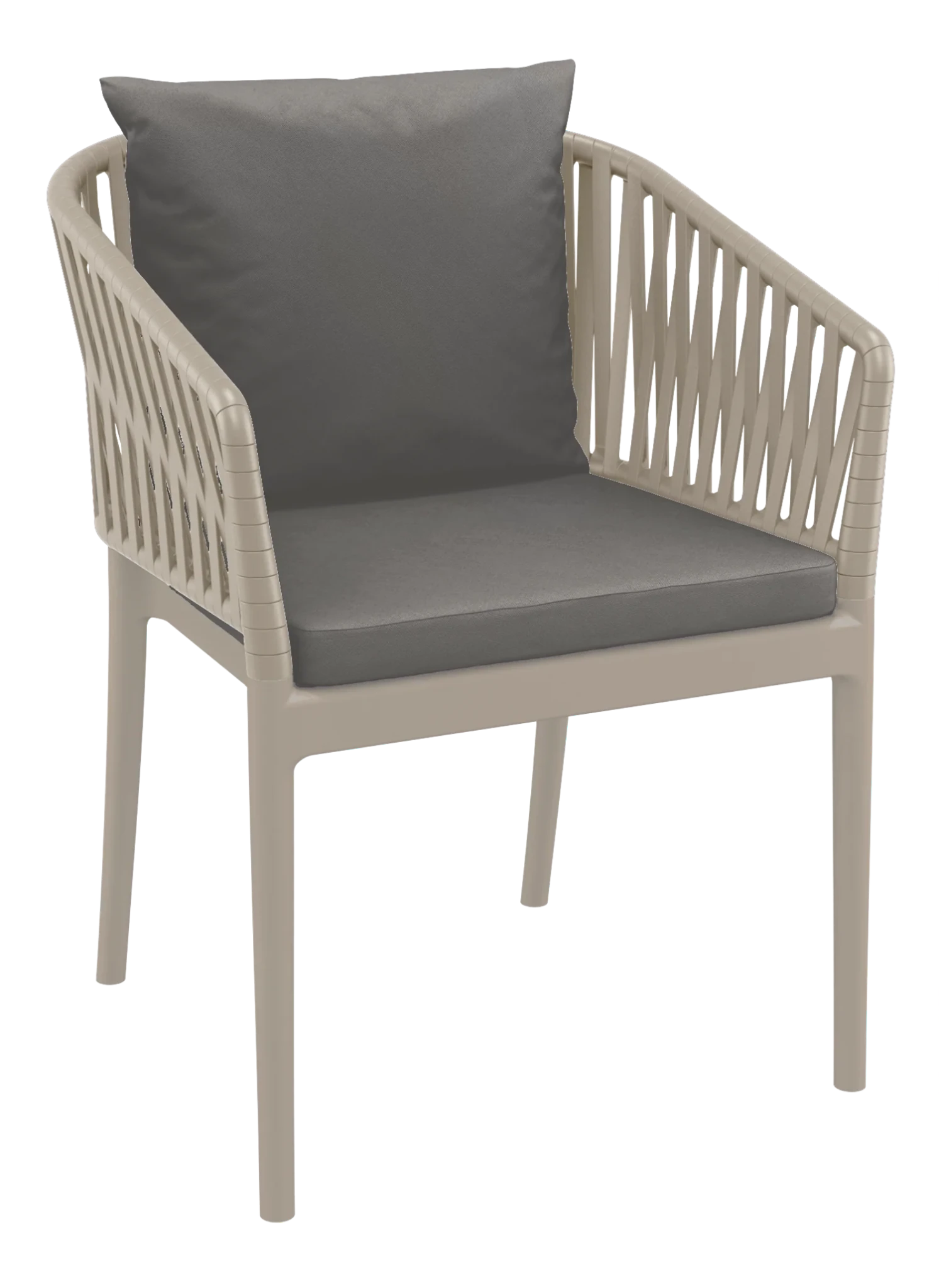 Siesta Portofino Armchair Taupe Dark Grey Cushions | Office Furniture Designs