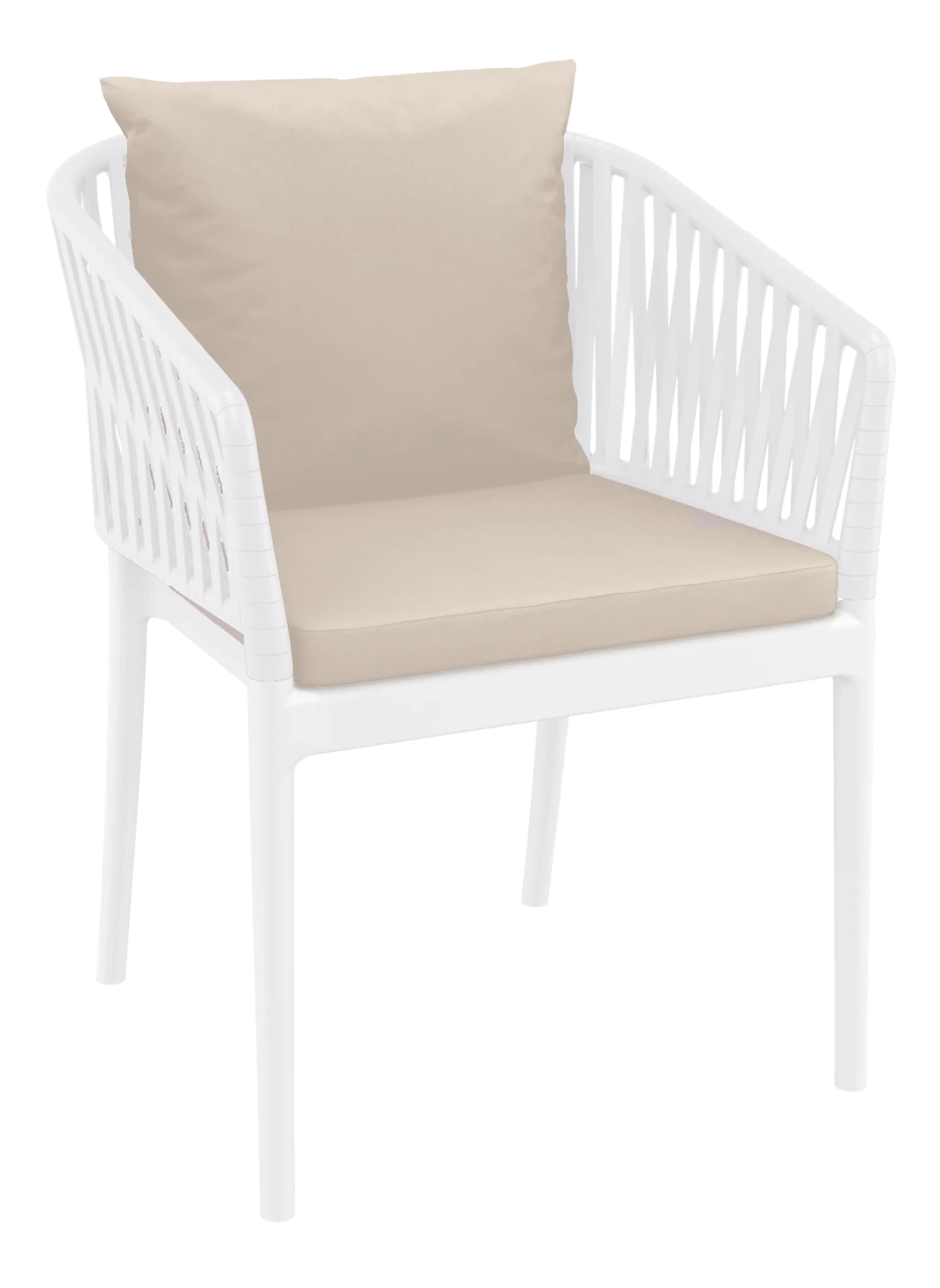 Siesta Portofino Armchair White Beige Cushions | Office Furniture Designs