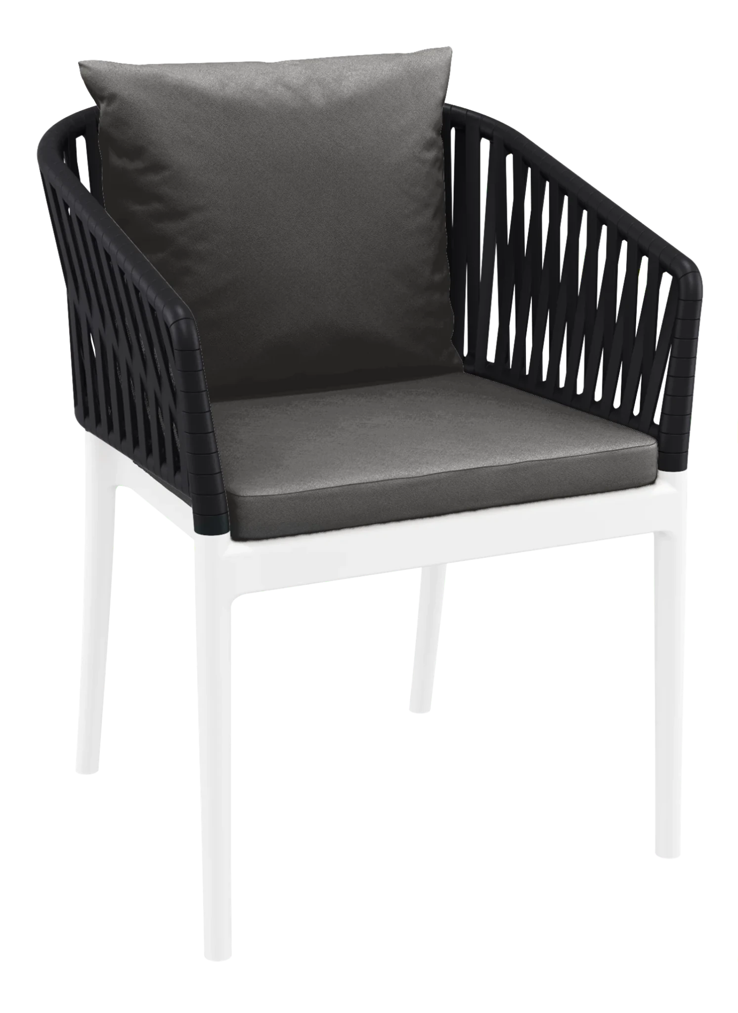 Siesta Portofino Armchair White & Black Dark Grey Cushions | Office Furniture Designs