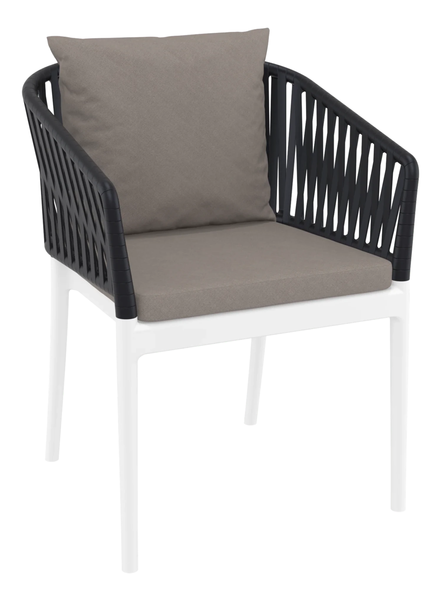 Siesta Portofino Armchair White & Black Light Brown Cushions | Office Furniture Designs