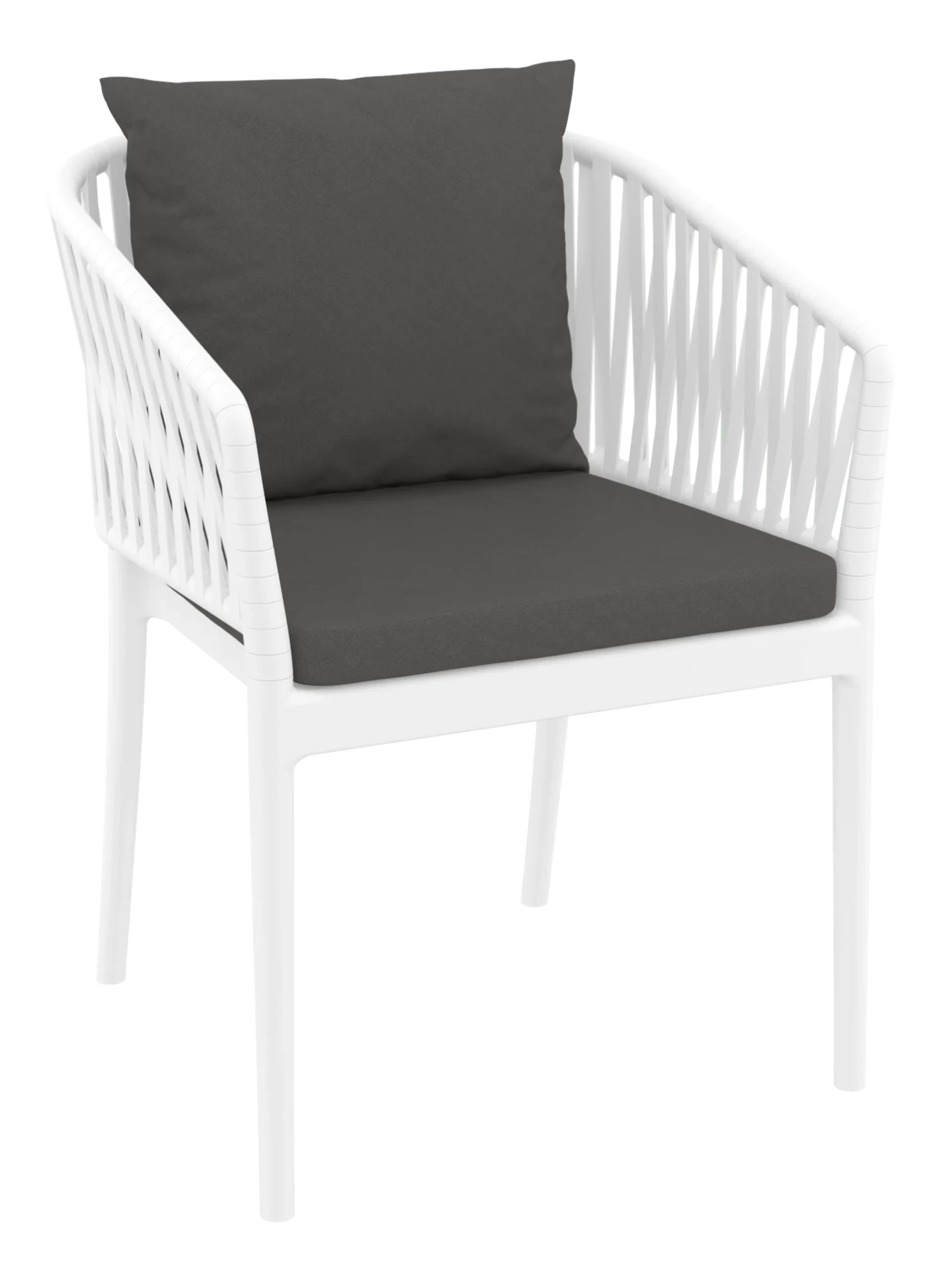 Siesta Portofino Armchair White Dark Grey Cushions | Office Furniture Designs