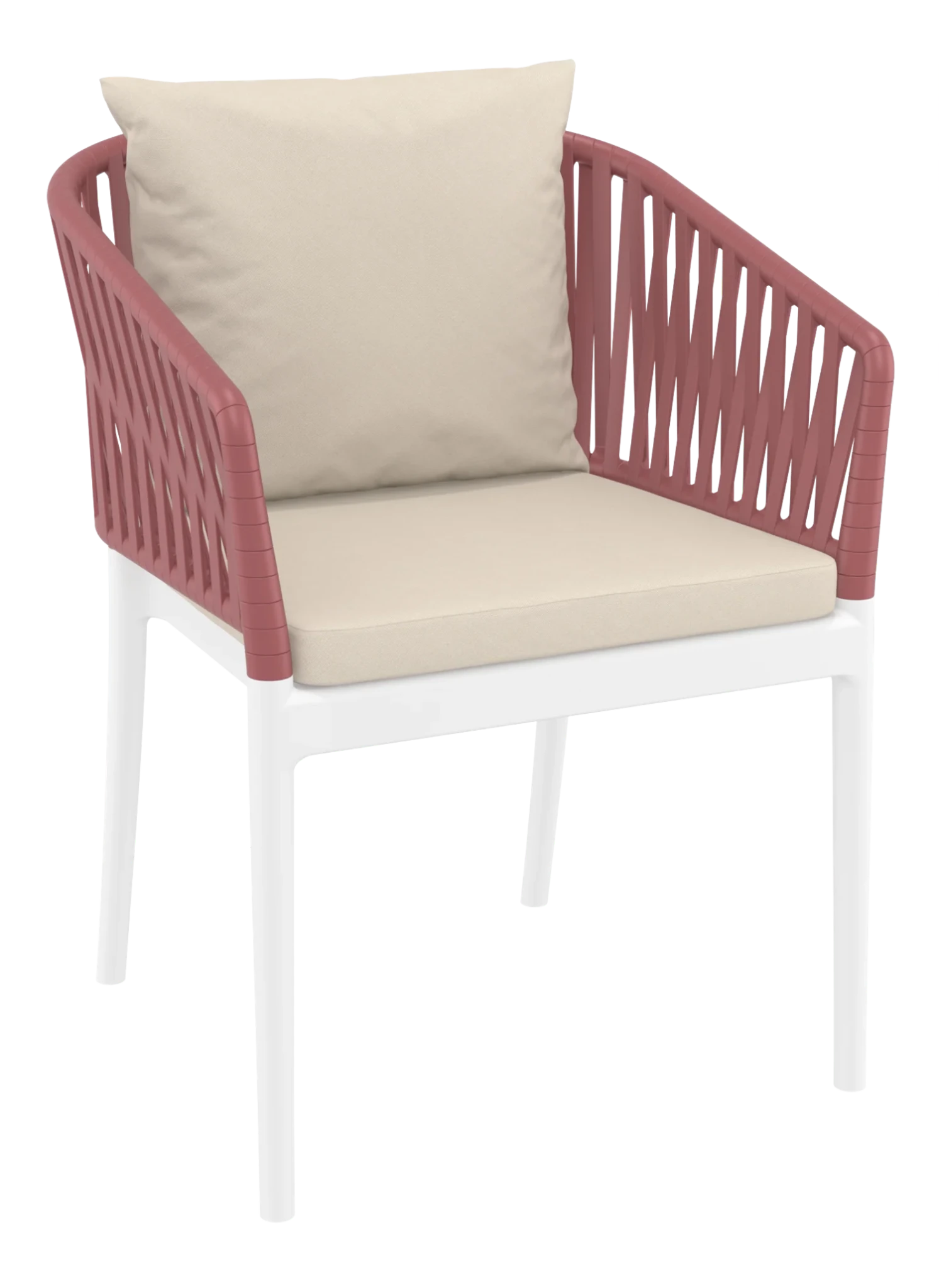 Siesta Portofino Armchair White & Marsala Beige Cushions | Office Furniture Designs