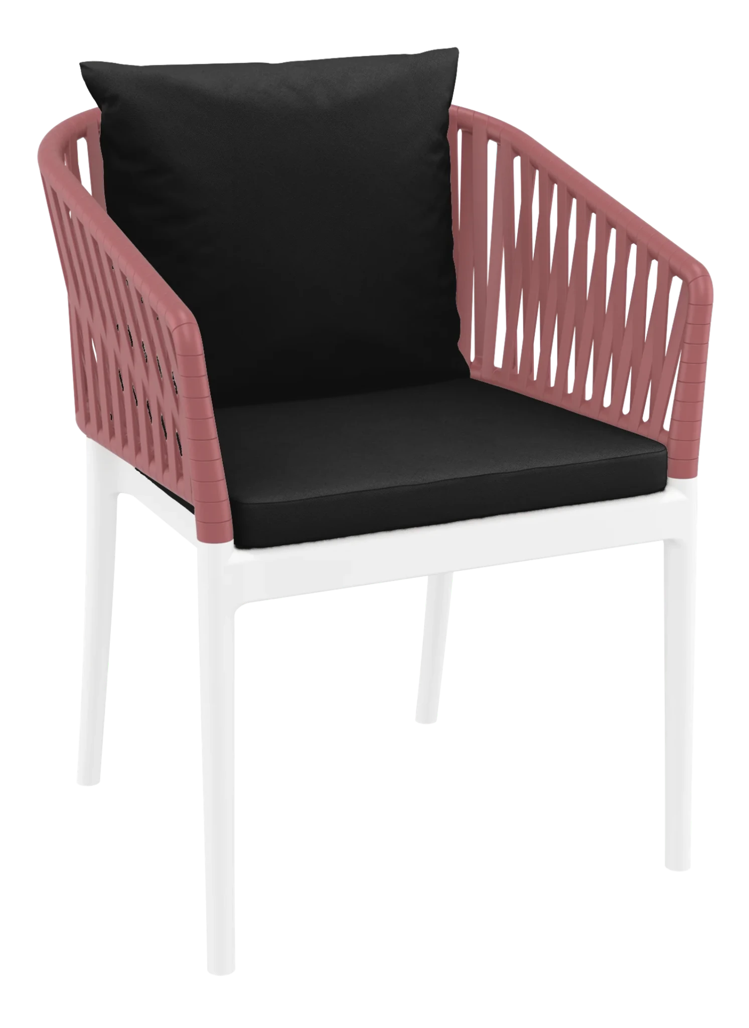 Siesta Portofino Armchair White & Marsala Black Cushions | Office Furniture Designs