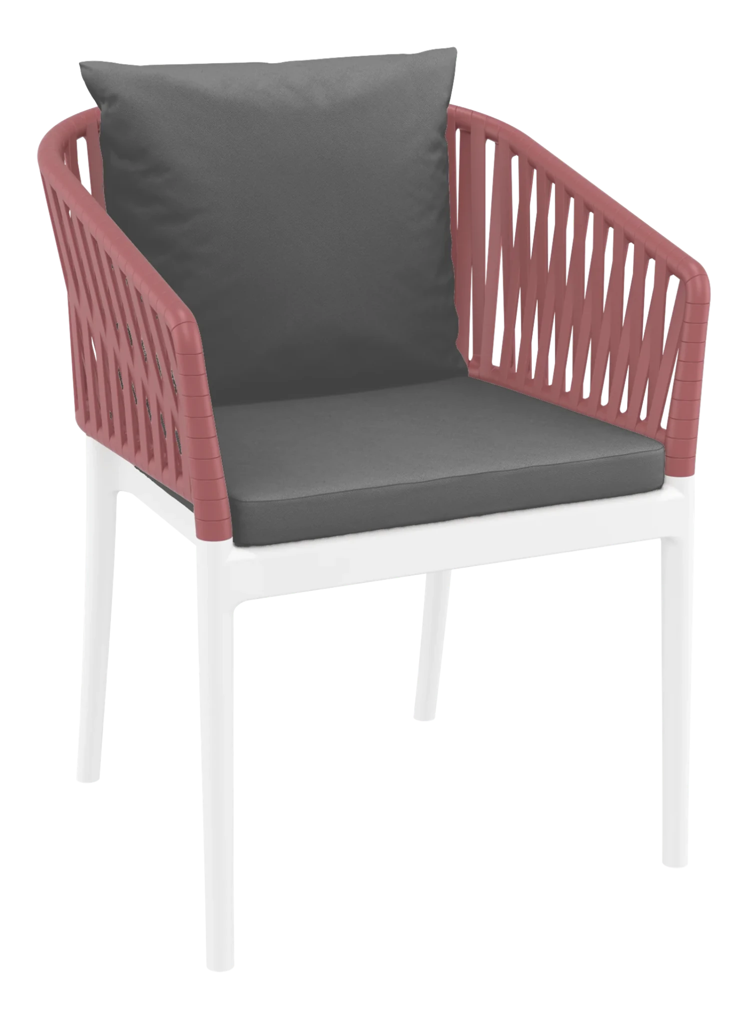 Siesta Portofino Armchair White & Marsala Dark Grey Cushions | Office Furniture Designs