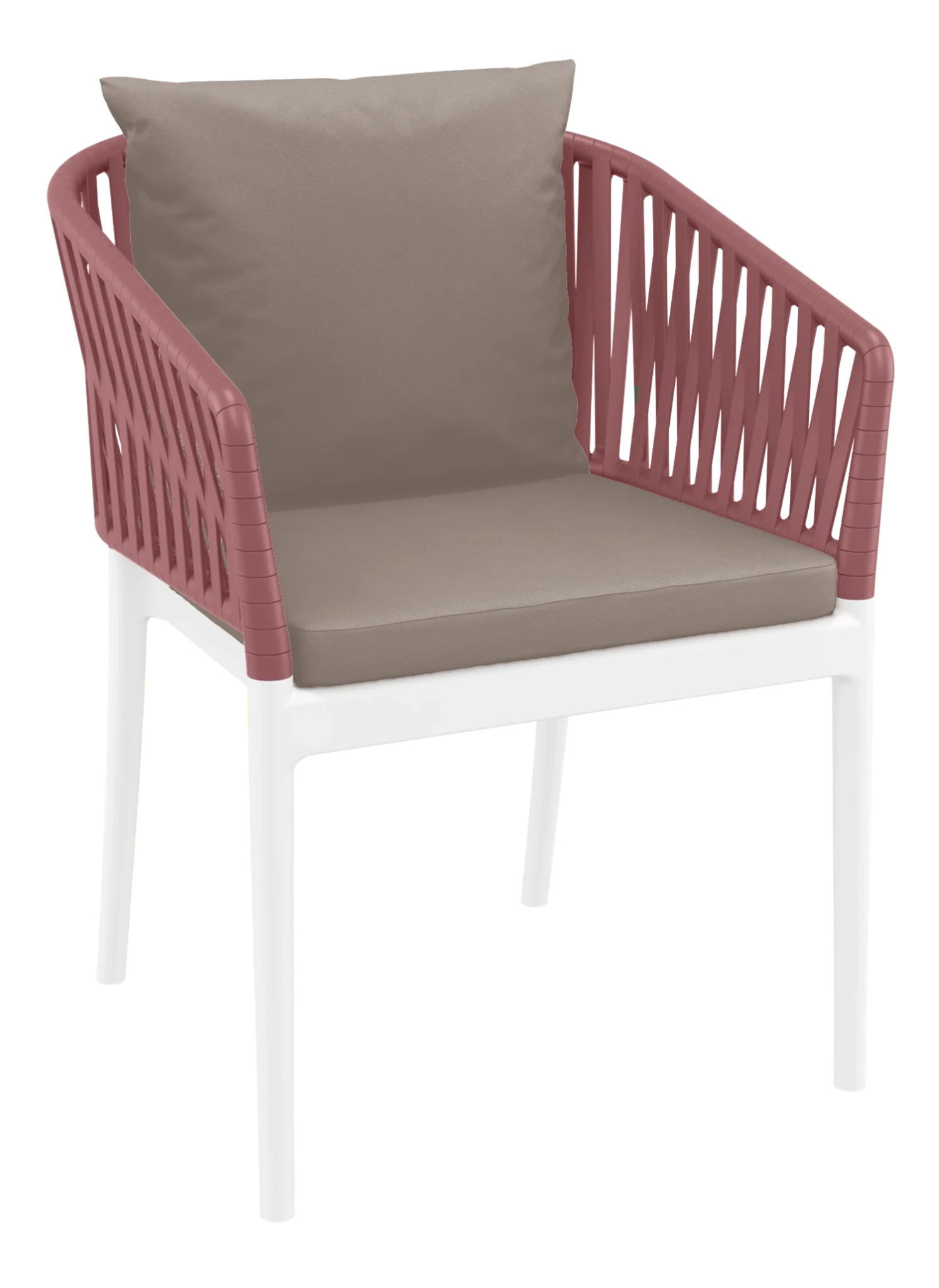 Siesta Portofino Armchair White & Marsala Light Brown Cushions | Office Furniture Designs
