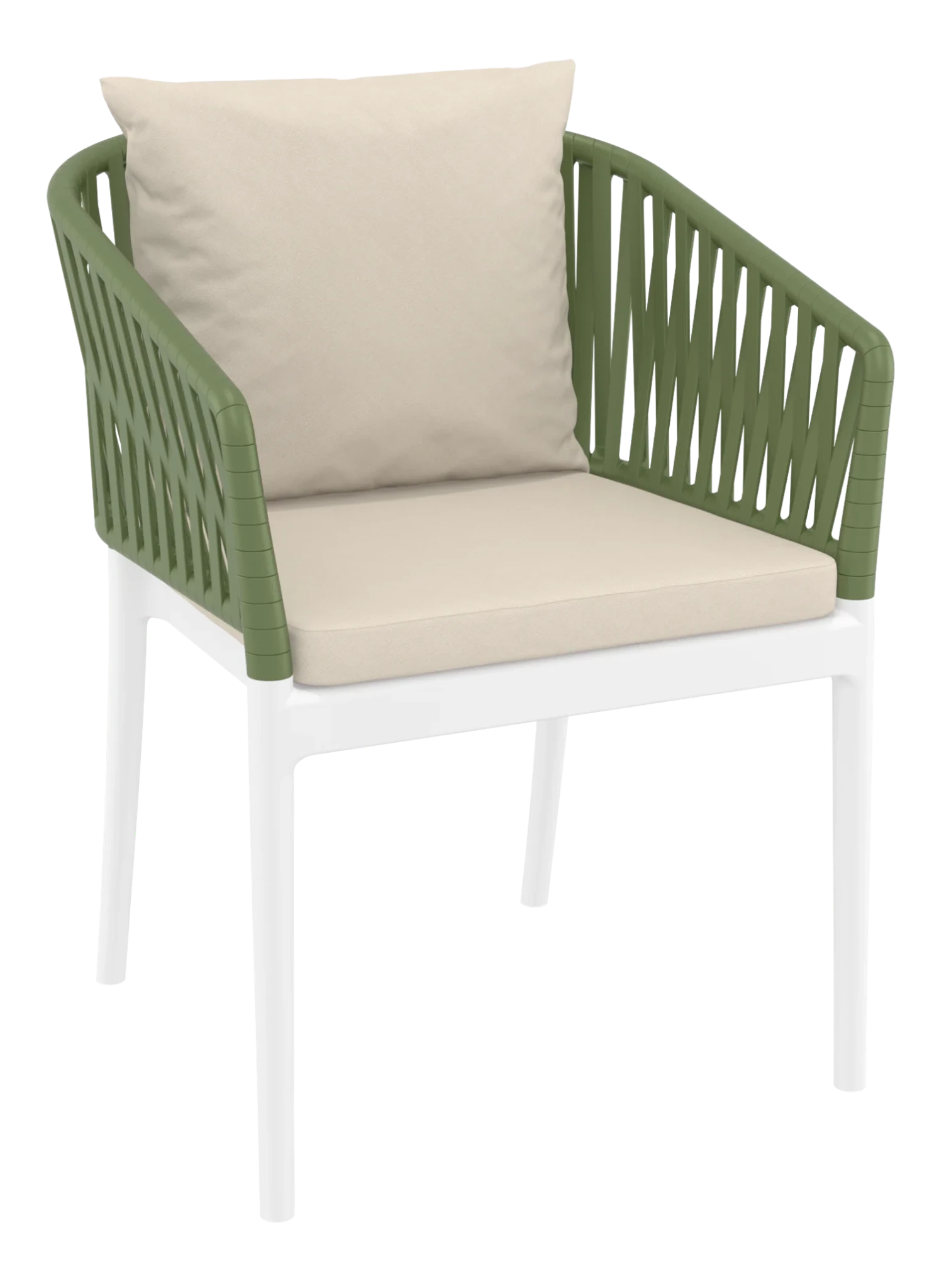 Siesta Portofino Armchair White & Olive Beige Cushions | Office Furniture Designs