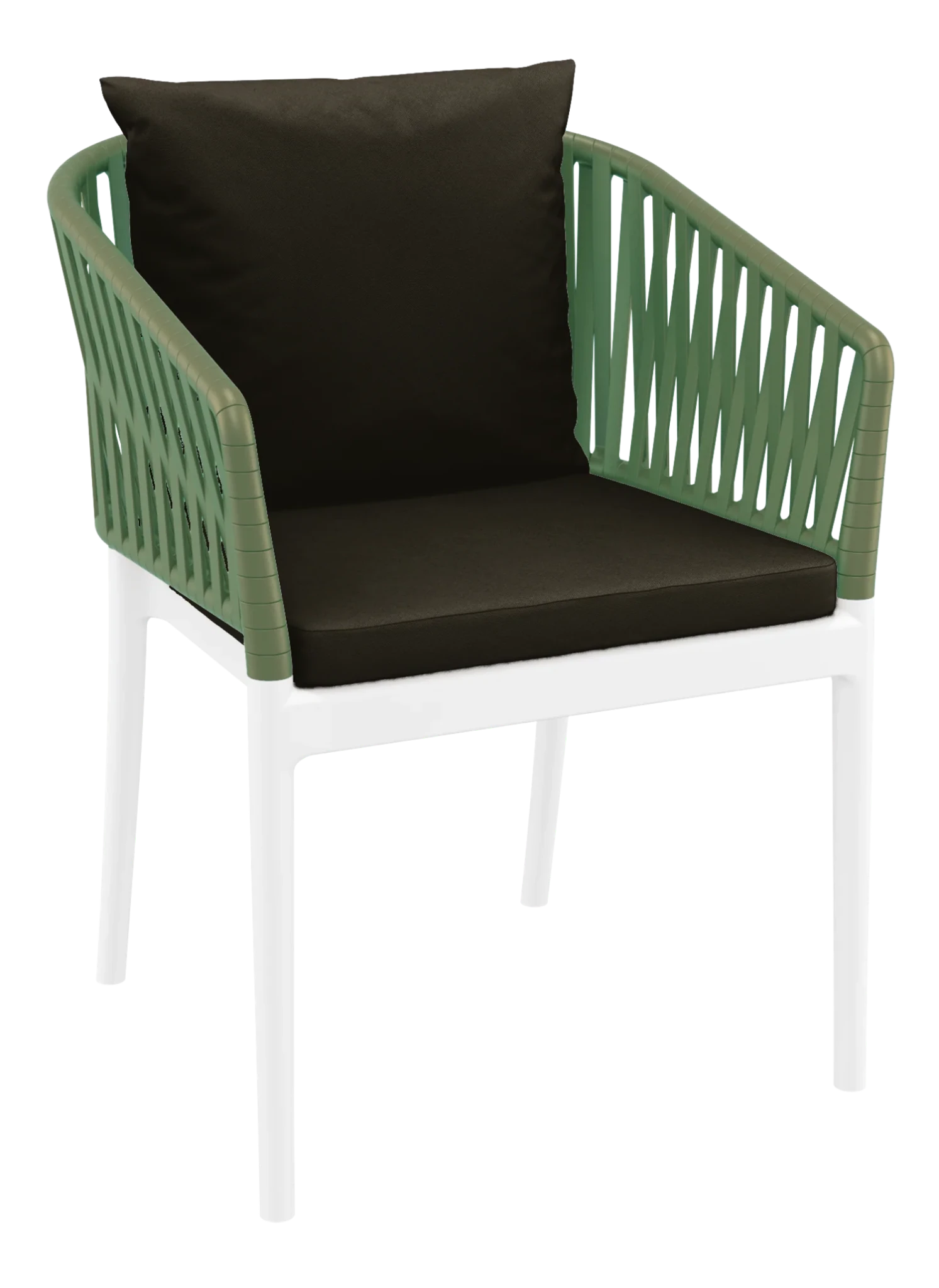 Siesta Portofino Armchair White & Olive Black Cushions | Office Furniture Designs