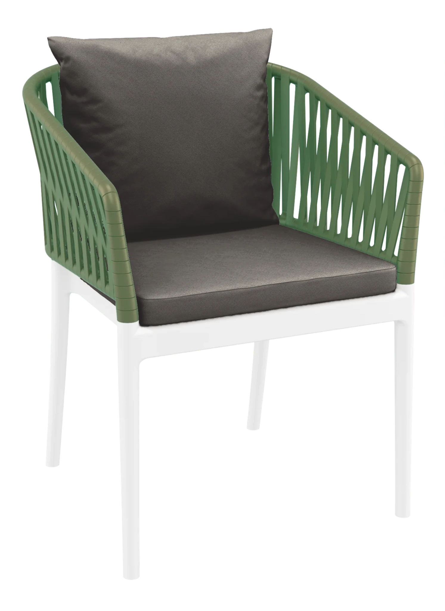 Siesta Portofino Armchair White & Olive Dark Grey Cushions | Office Furniture Designs