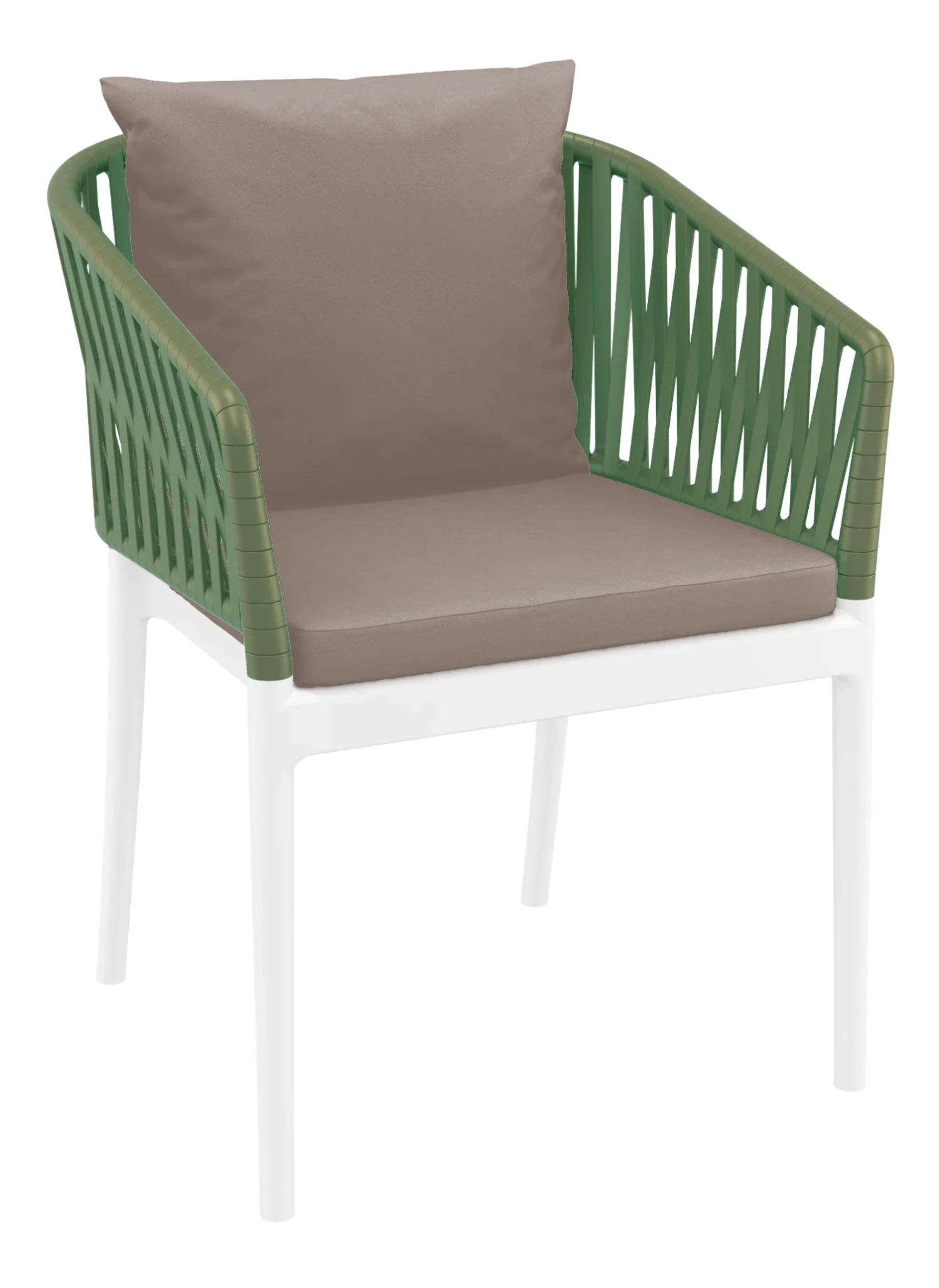 Siesta Portofino Armchair White & Olive Light Brown Cushions | Office Furniture Designs