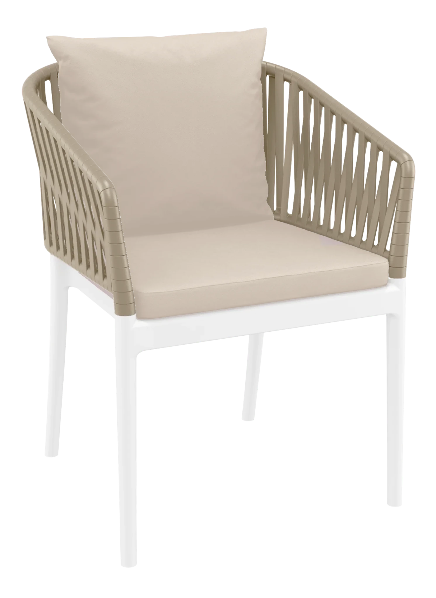 Siesta Portofino Armchair White & Taupe Beige Cushions | Office Furniture Designs
