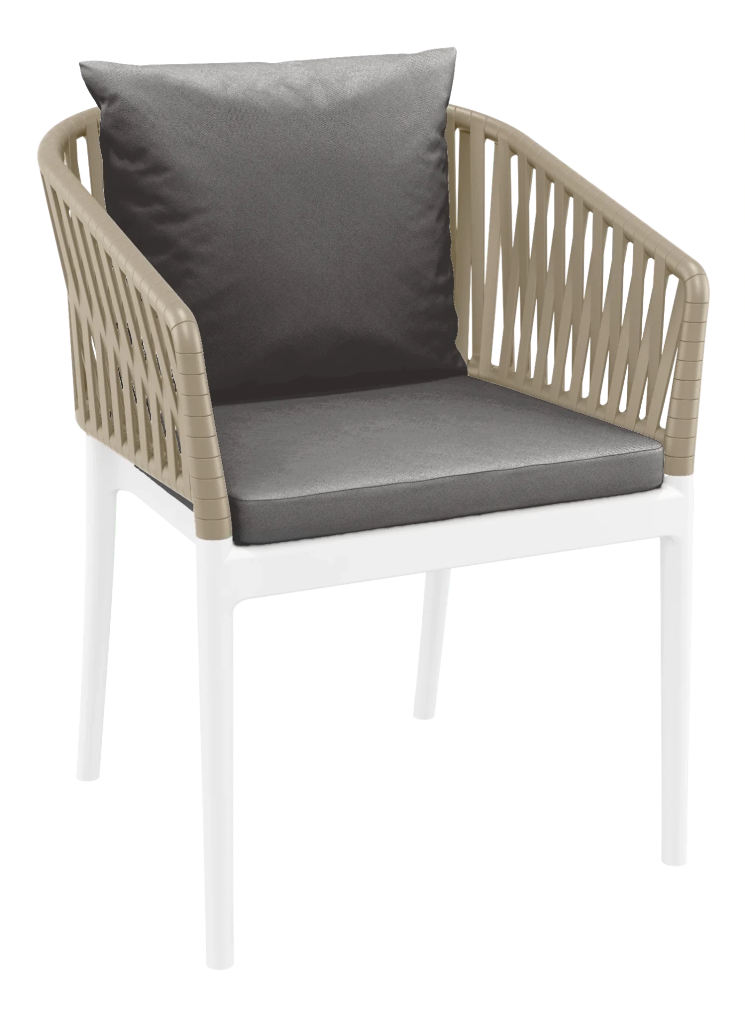 Siesta Portofino Armchair White & Taupe Dark Grey Cushions | Office Furniture Designs
