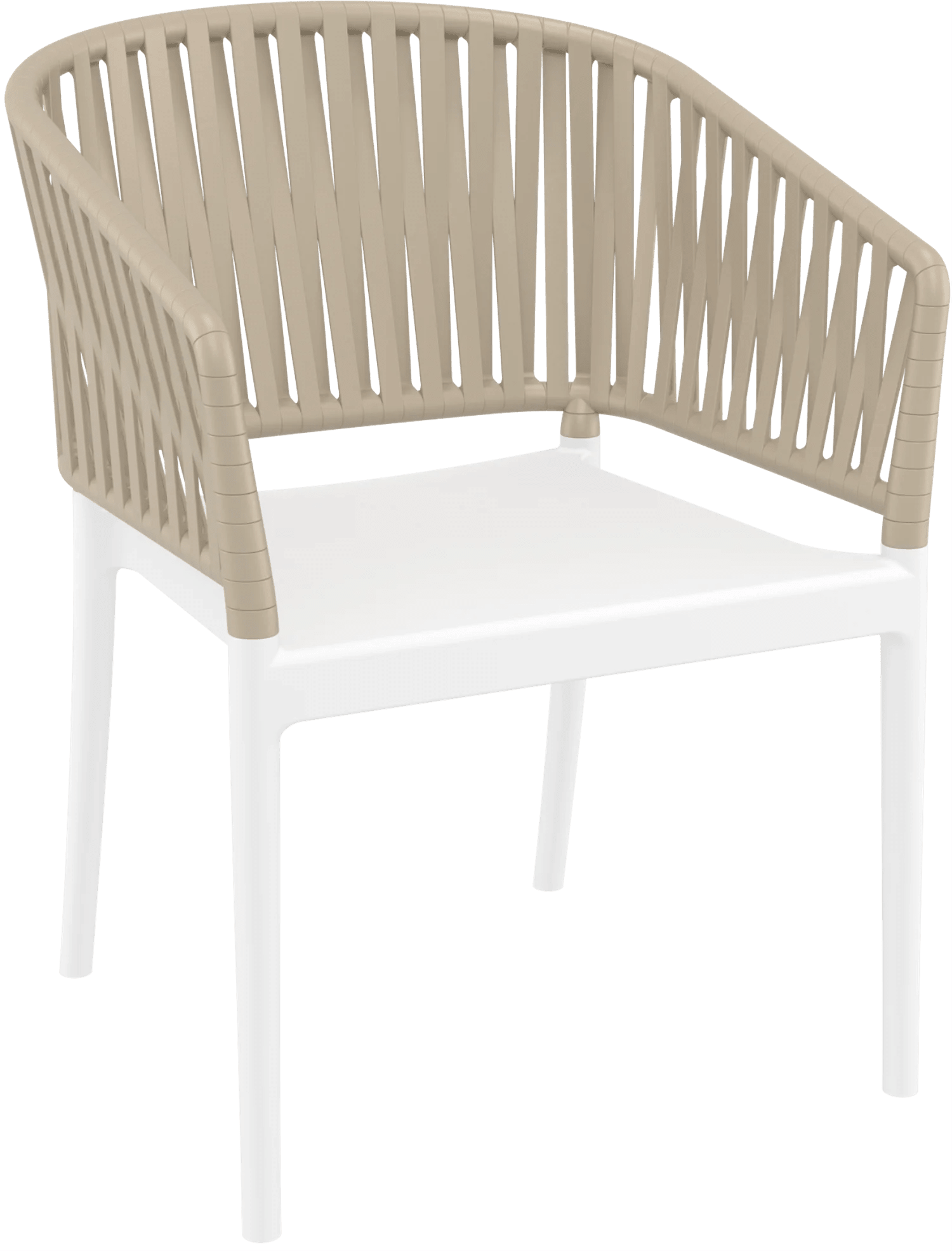 Siesta Portofino Armchair White & Taupe No Cushions | Office Furniture Designs