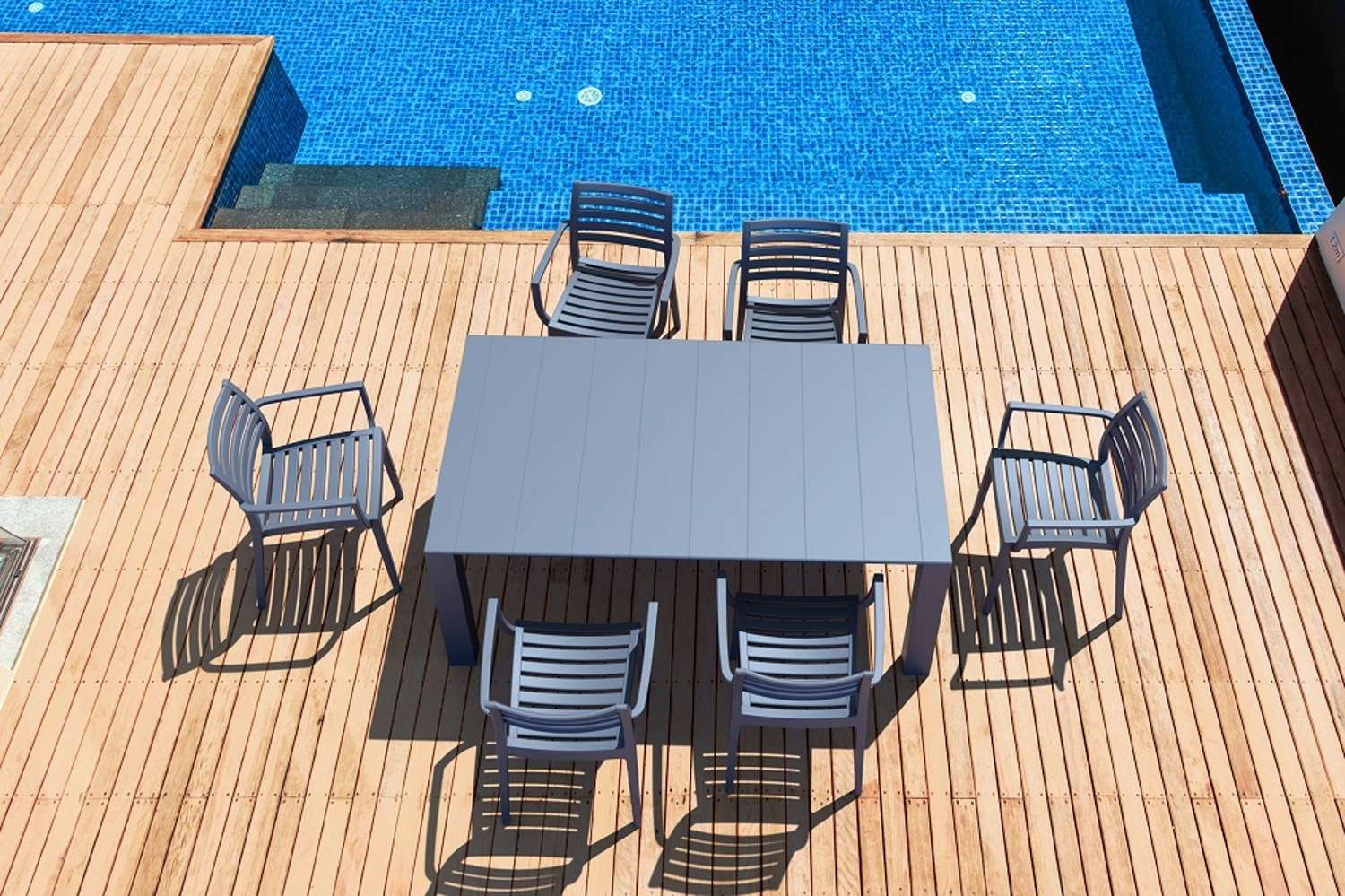 Siesta Resin 7 Piece Vegas Table Dining Setting Anthracite | Office Furniture Designs