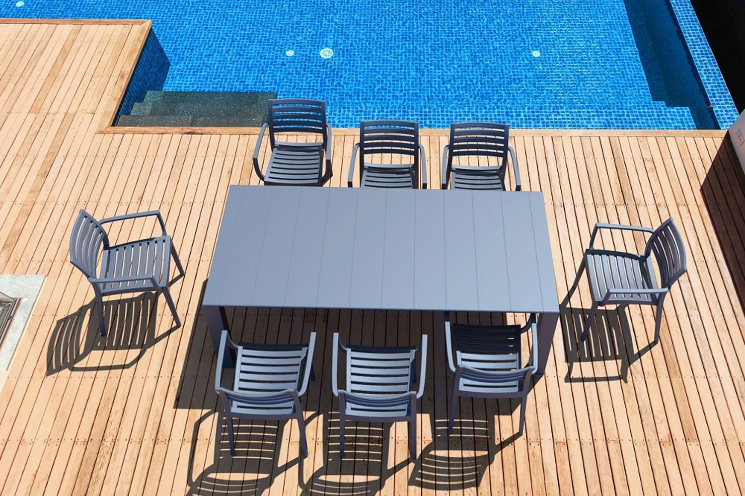 Siesta Resin 9 Piece Vegas Table Dining Setting Anthracite | Office Furniture Designs