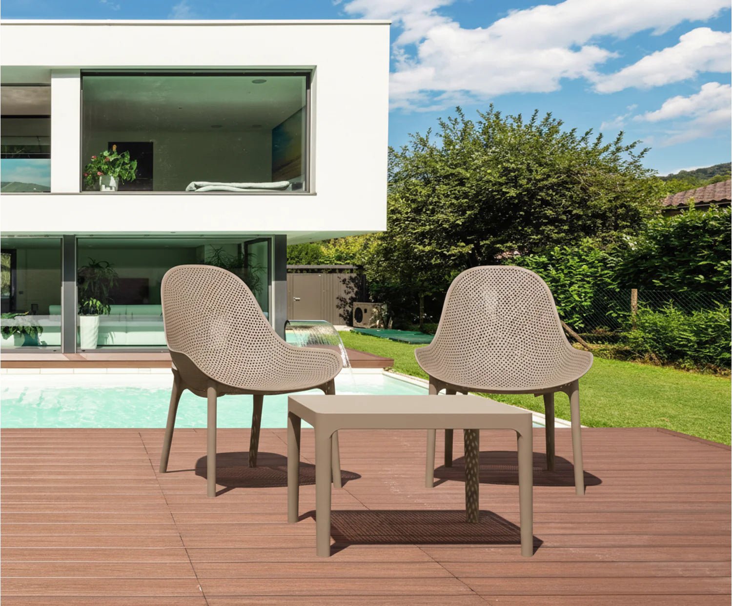Siesta Sky Lounge 3 Piece Set with Side Table Taupe | Office Furniture Designs