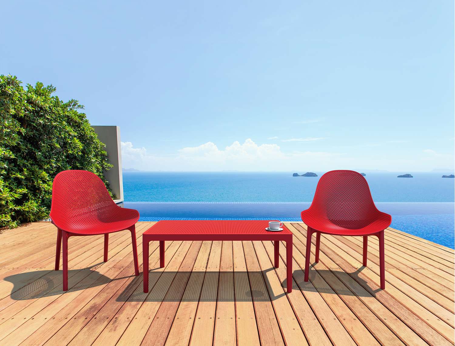 Siesta Sky Outdoor Comfort Lounge 3 Piece Set Red | Office Furniture Designs