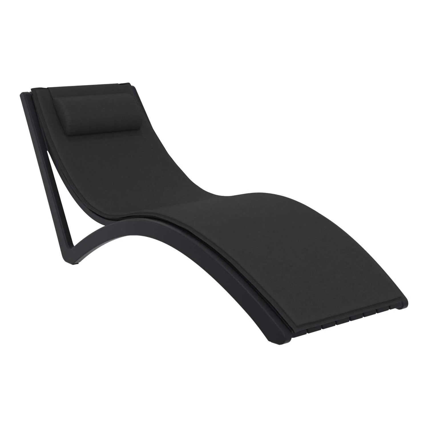 Siesta Slim Sunlounger Black Seat Cushion + Pillow Black | Office Furniture Designs
