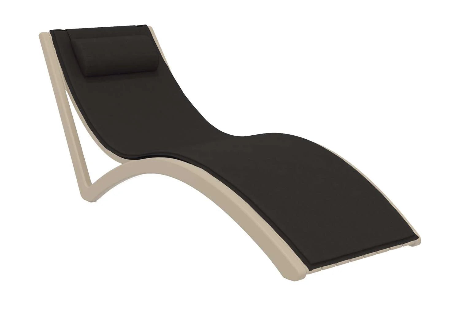 Siesta Slim Sunlounger Black Seat Cushion + Pillow Taupe | Office Furniture Designs