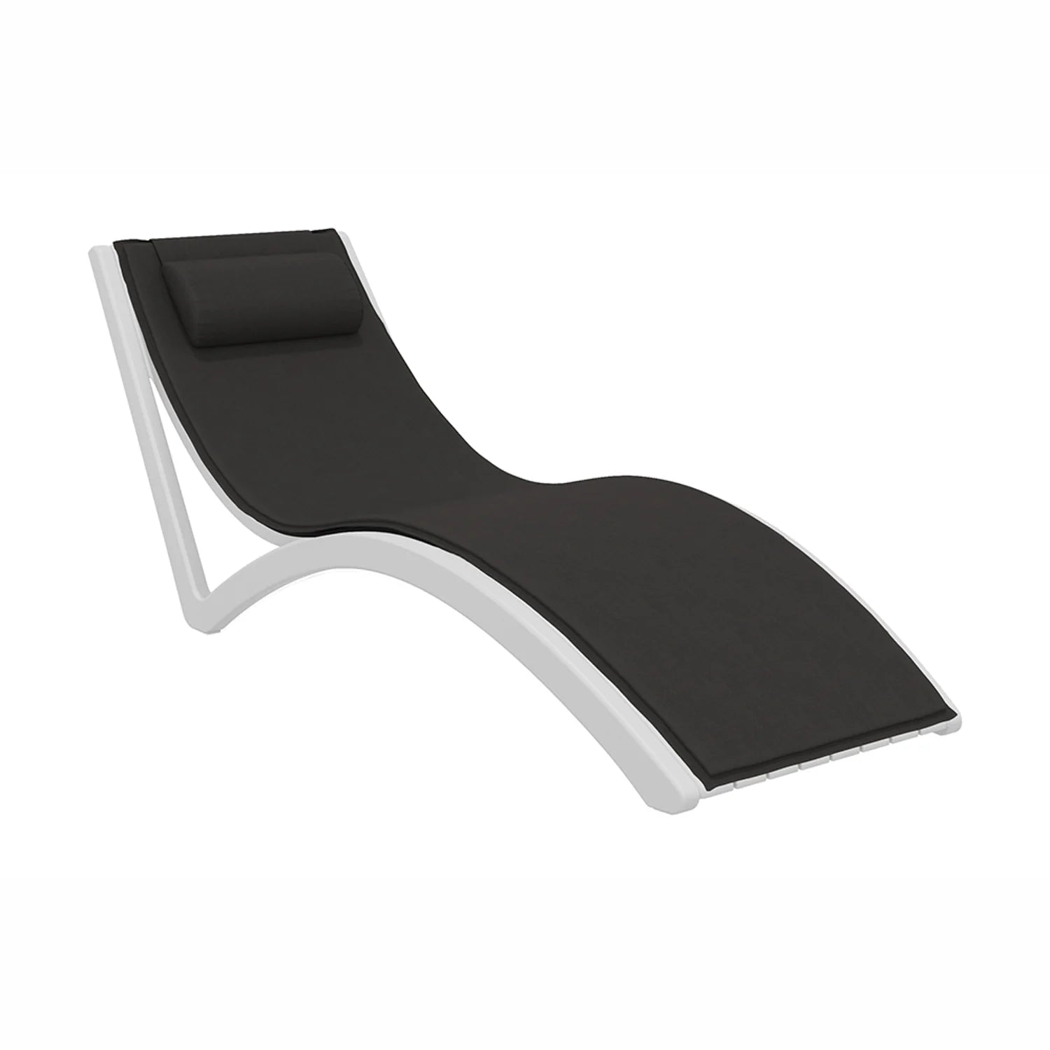 Siesta Slim Sunlounger Black Seat Cushion + Pillow White | Office Furniture Designs