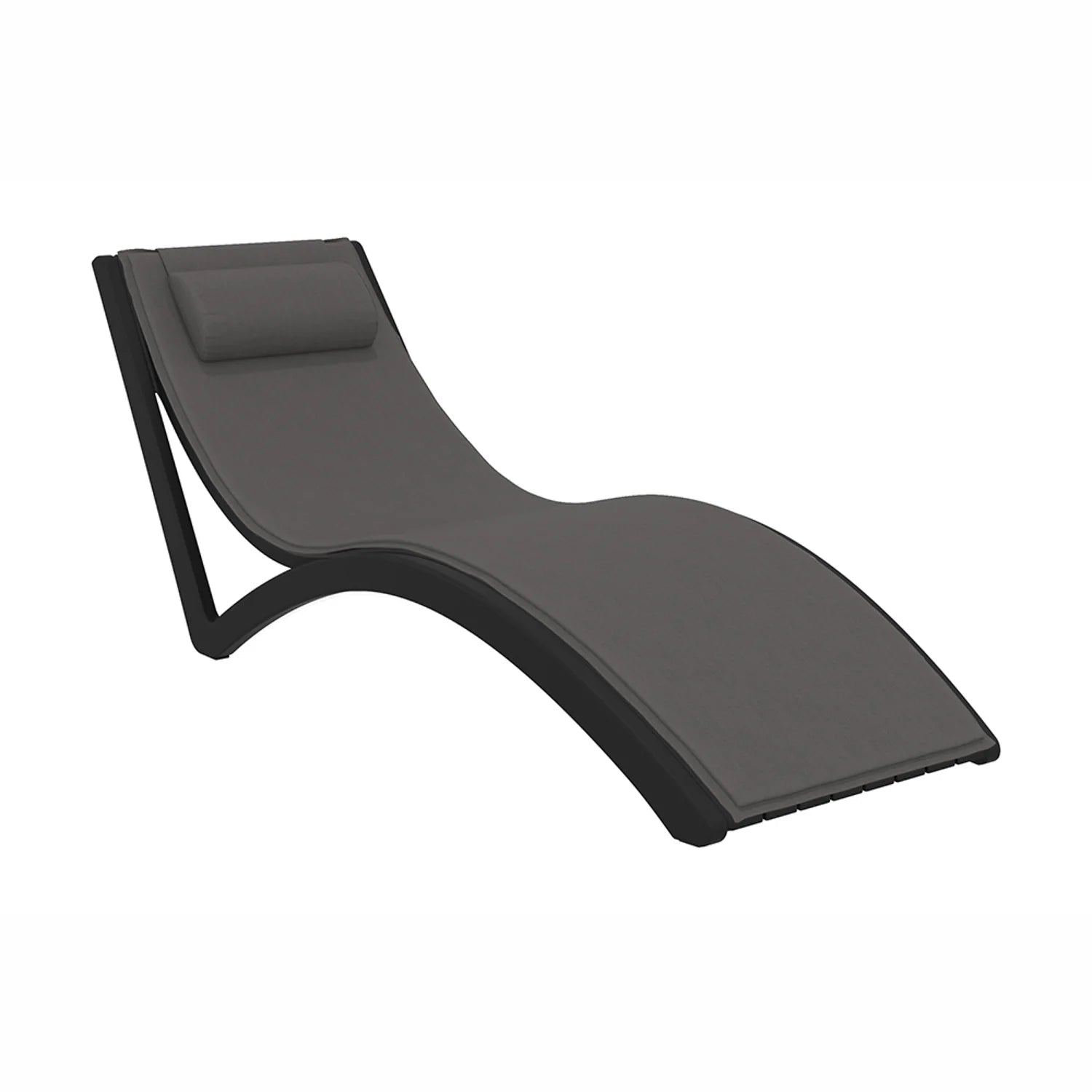 Siesta Slim Sunlounger Dark Grey Seat Cushion + Pillow Black | Office Furniture Designs
