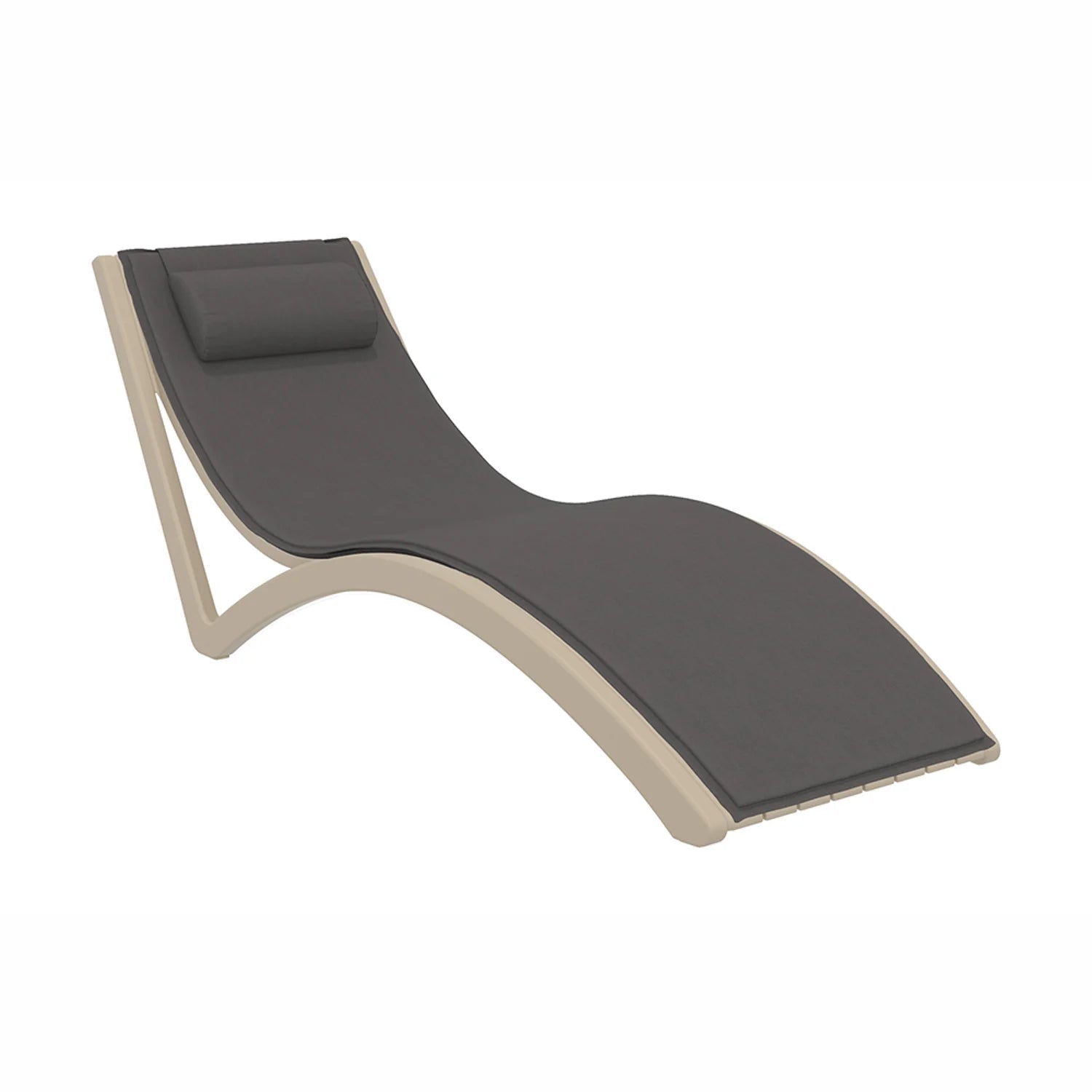 Siesta Slim Sunlounger Dark Grey Seat Cushion + Pillow Taupe | Office Furniture Designs