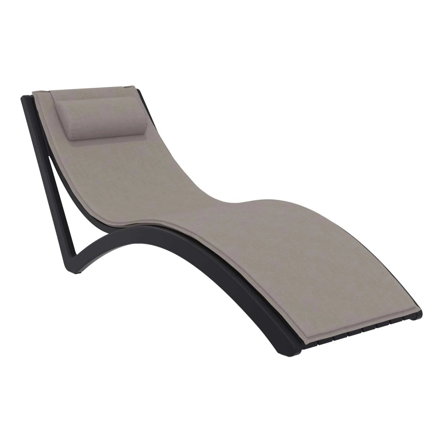 Siesta Slim Sunlounger Light Brown Seat Cushion + Pillow Black | Office Furniture Designs