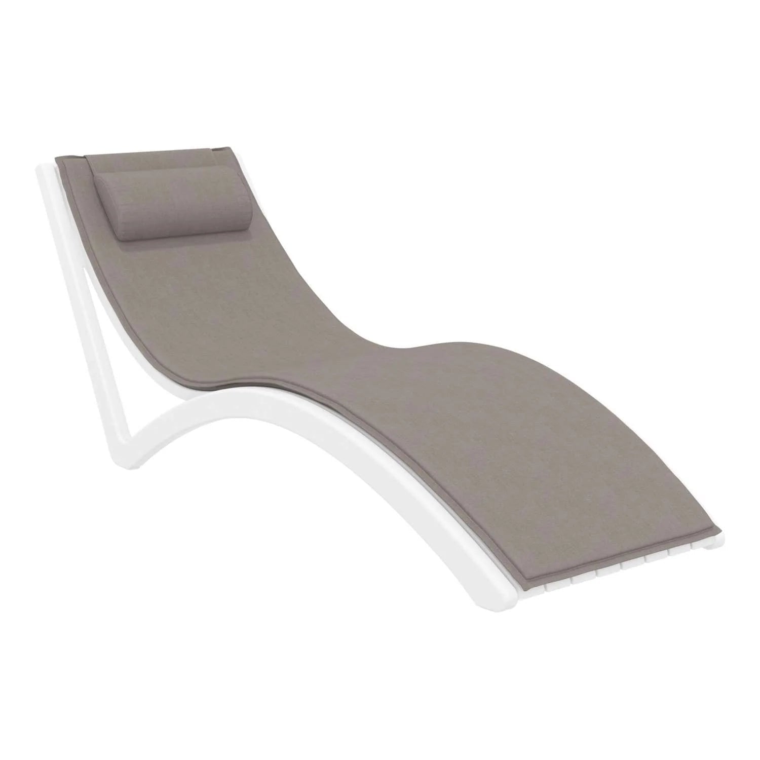 Siesta Slim Sunlounger Light Brown Seat Cushion + Pillow White | Office Furniture Designs