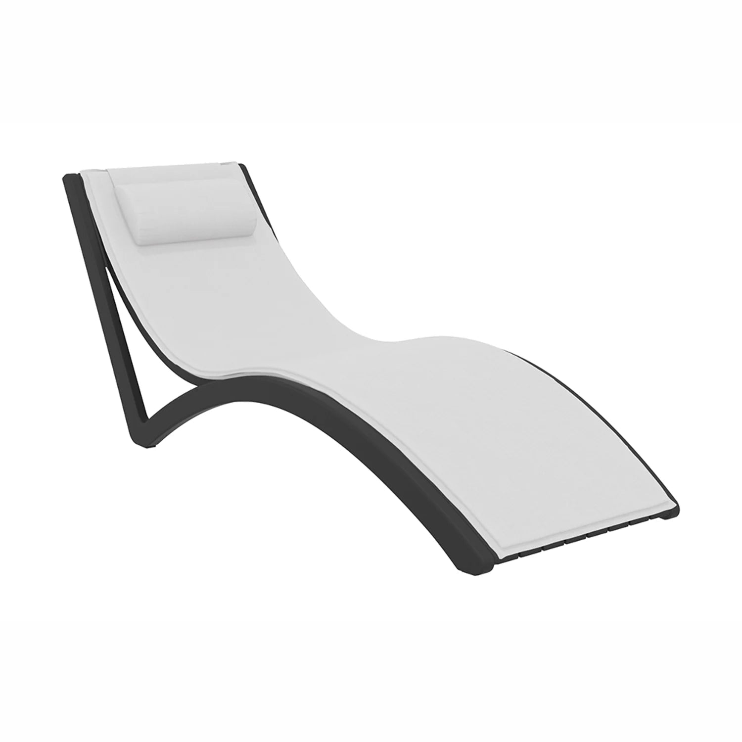 Siesta Slim Sunlounger White Seat Cushion + Pillow Black | Office Furniture Designs