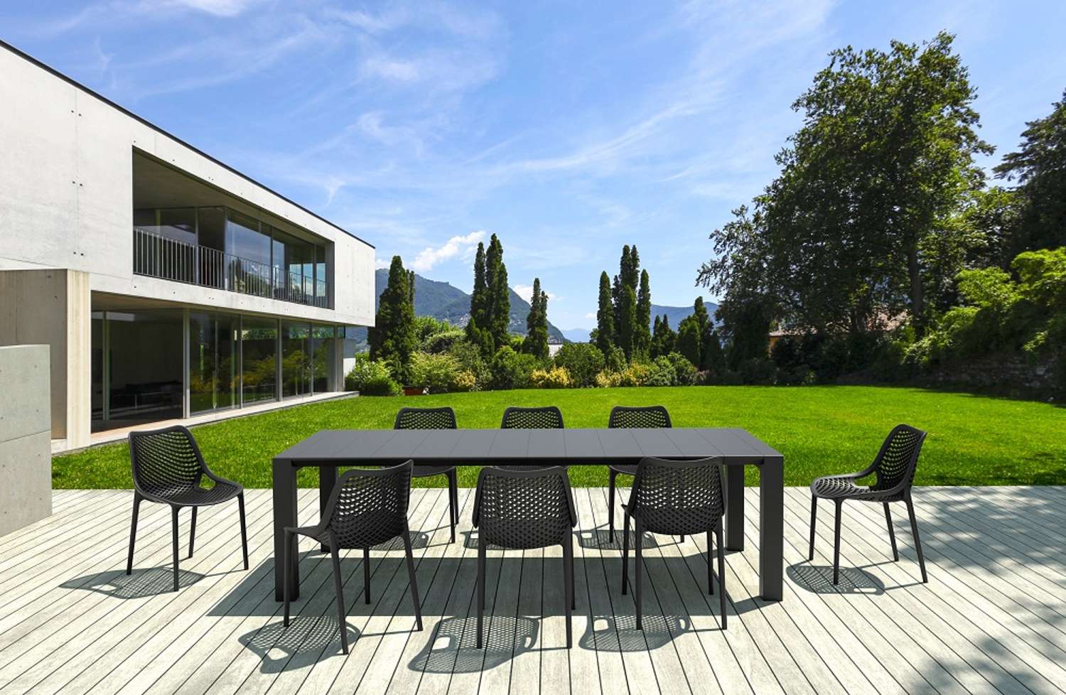 Siesta Vegas 8 Seater Dining Set with Air Chair Black | Office Furniture Designs