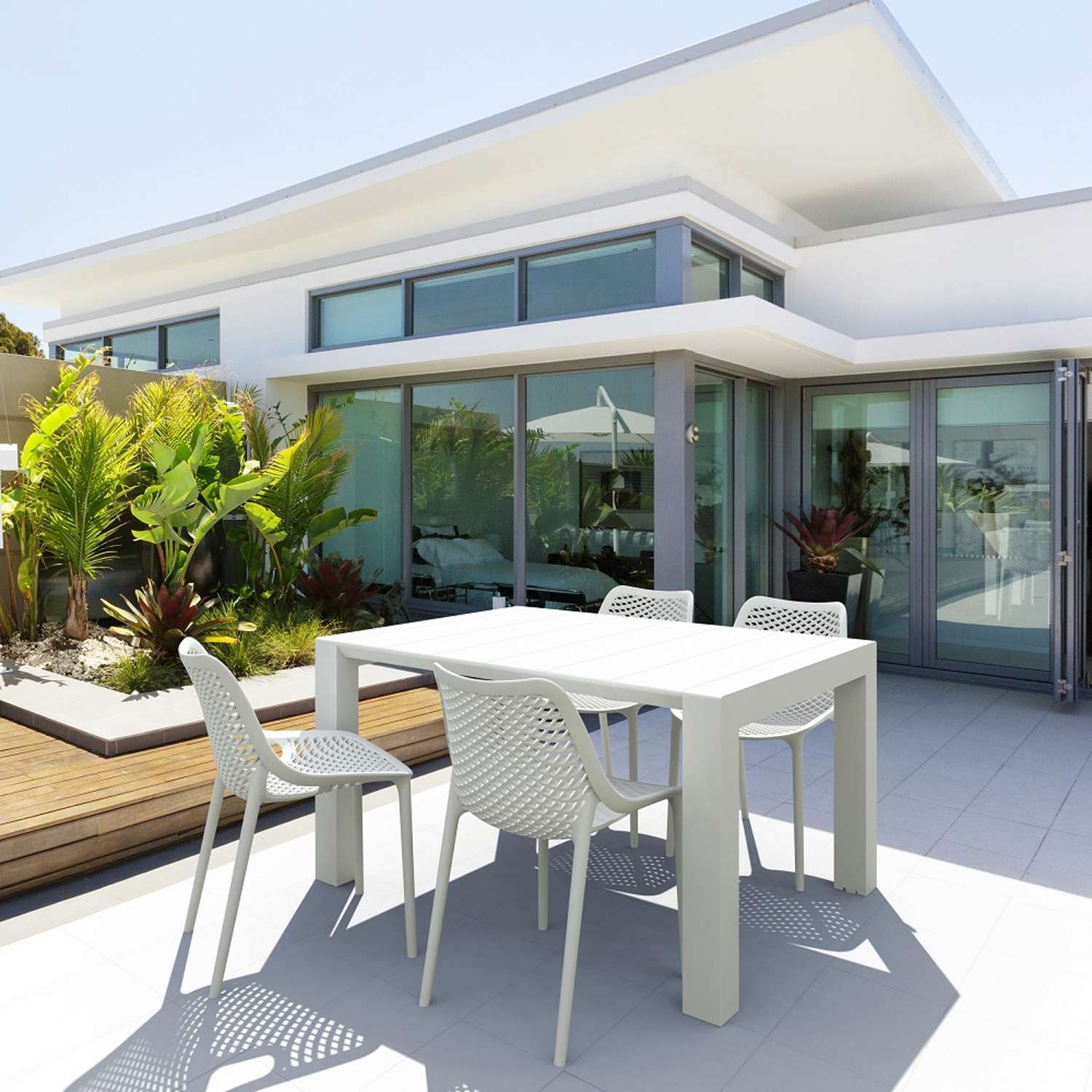 Siesta Vegas Table 4 Seater Outdoor Dining Setting with Air Chairs White | Office Furniture Designs