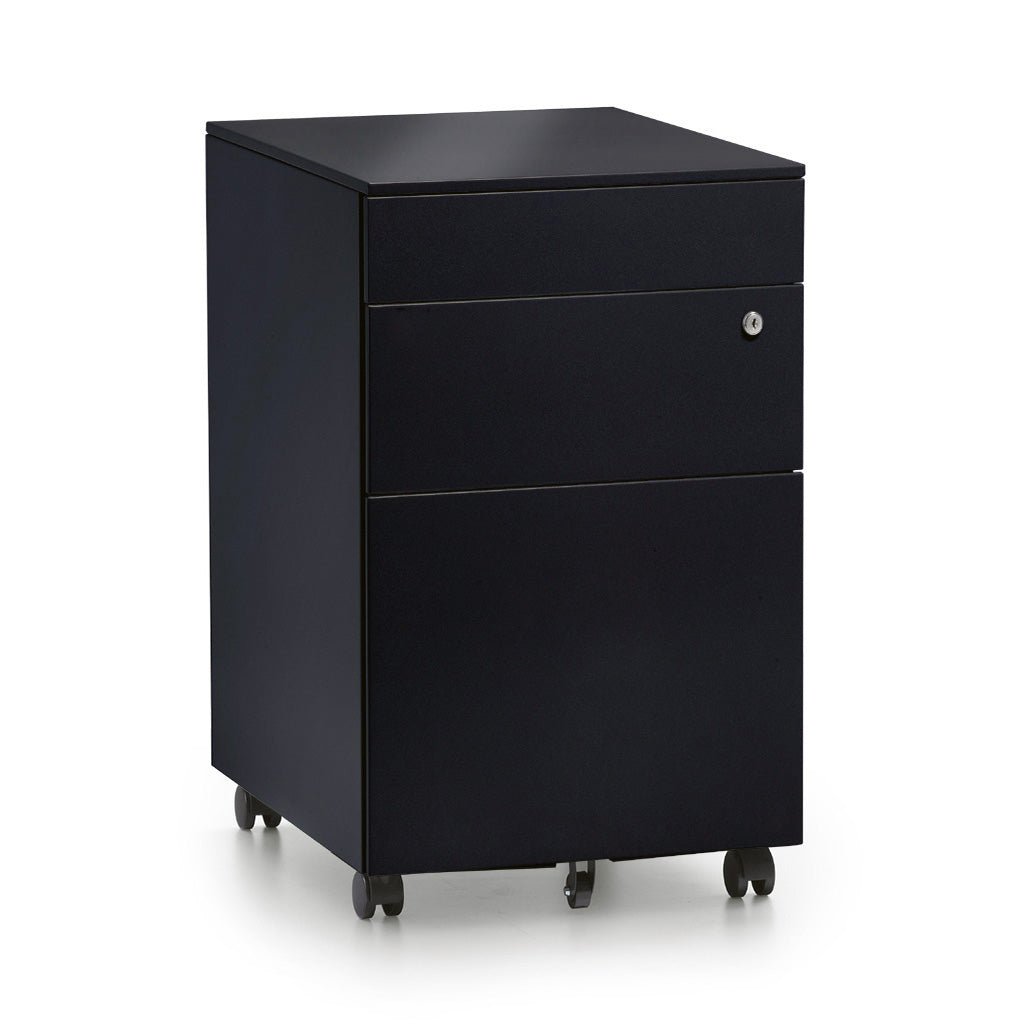 Slimline Mobile Pedestal 2 Drawer 1 File Black | Office Furniture Designs