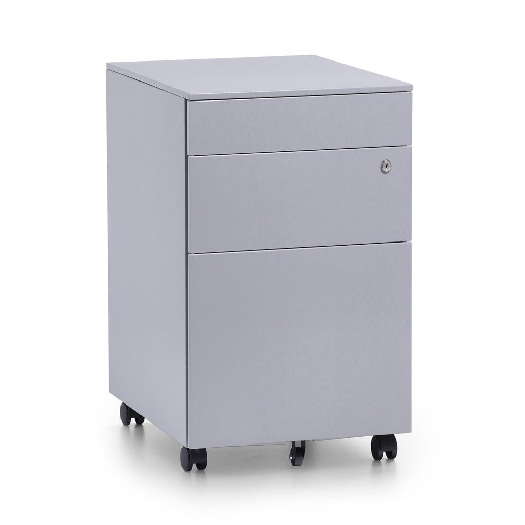 Slimline Mobile Pedestal 2 Drawer 1 File Silver | Office Furniture Designs