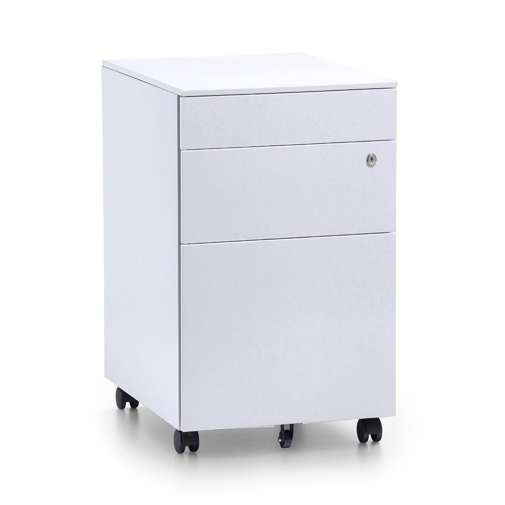 Slimline Mobile Pedestal 2 Drawer 1 File White | Office Furniture Designs