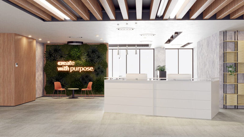 Small Reception Counter Australia | Axis White Reception Desk with GECA ...