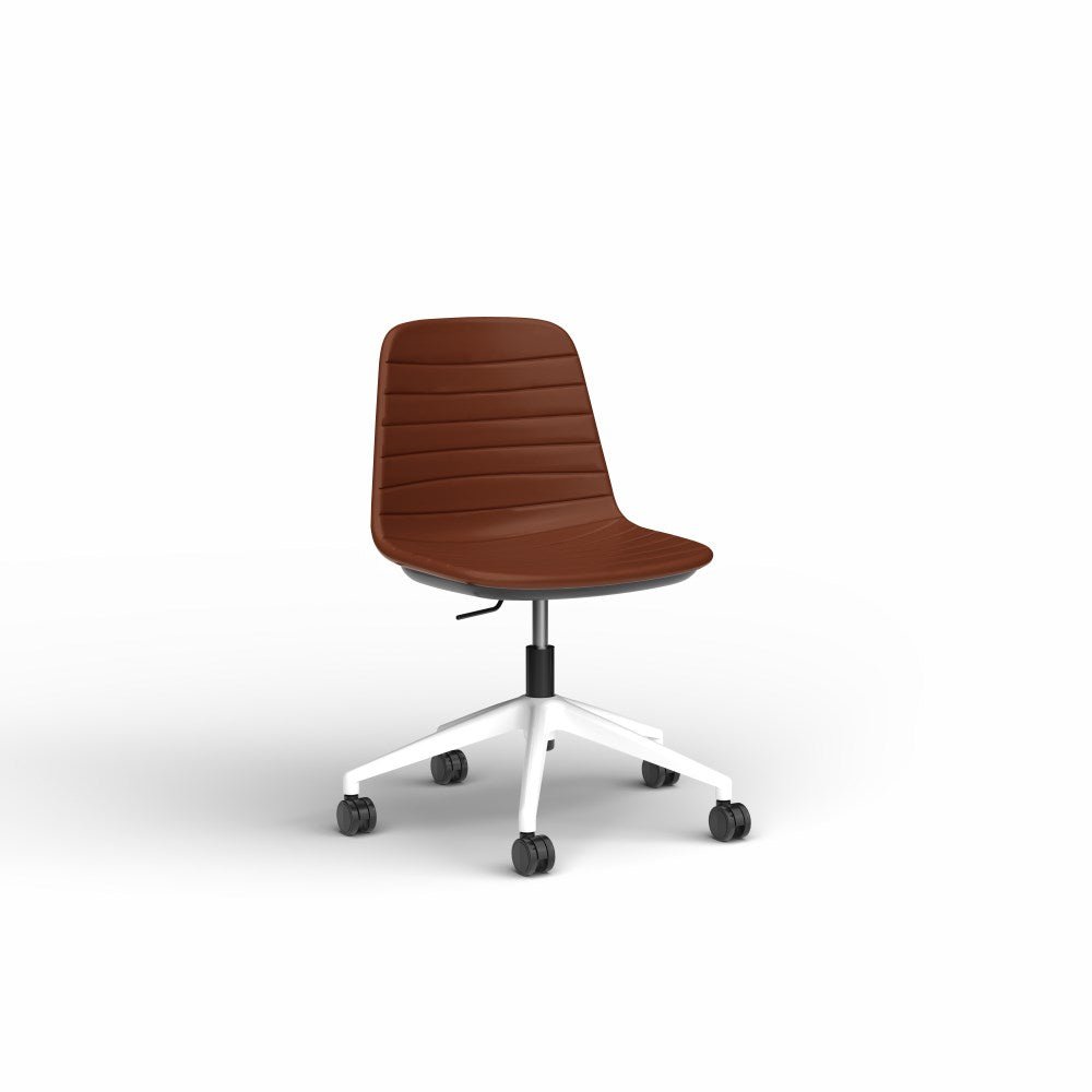Sofia Office Chair PU Leather Lift Brown & White - Office Furniture Designs