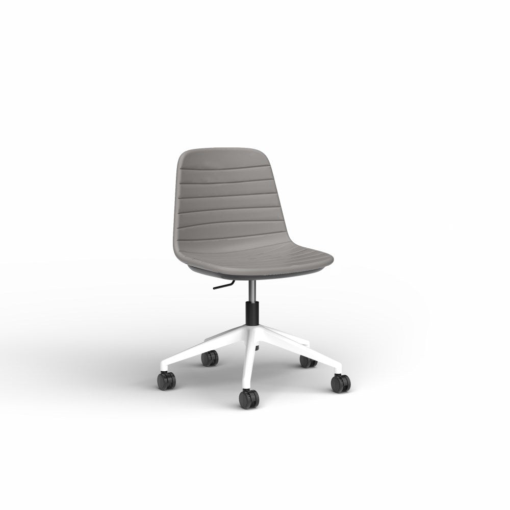 Sofia Office Chair PU Leather Lift Grey & White - Office Furniture Designs