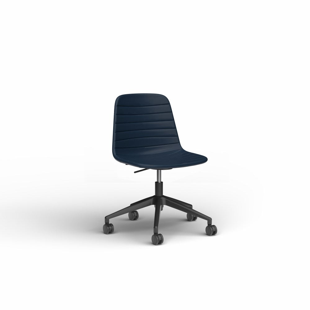 Sofia Office Chair PU Leather Lift With Tilt Black & Navy - Office Furniture Designs