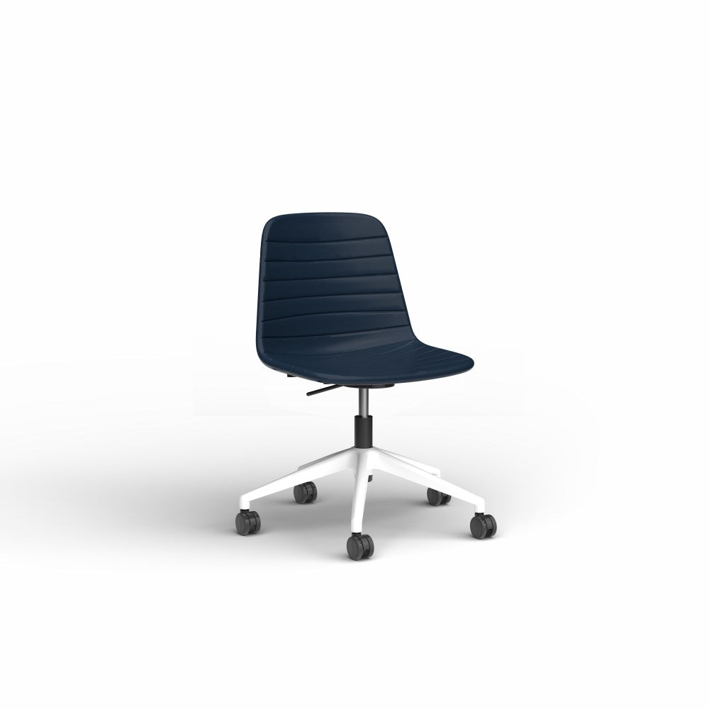Sofia Office Chair PU Leather Lift With Tilt White & Navy - Office Furniture Designs
