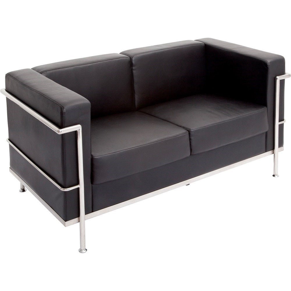 Space Lounge With Chrome Frame Black PU Upholstery Two Seater Black | Office Furniture Designs