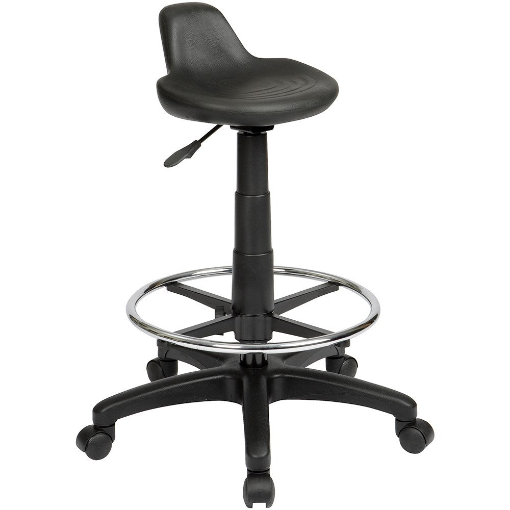 State ST001 Industrial Stool Black PU 200 - 670mm H Drafting Black | Office Furniture Designs